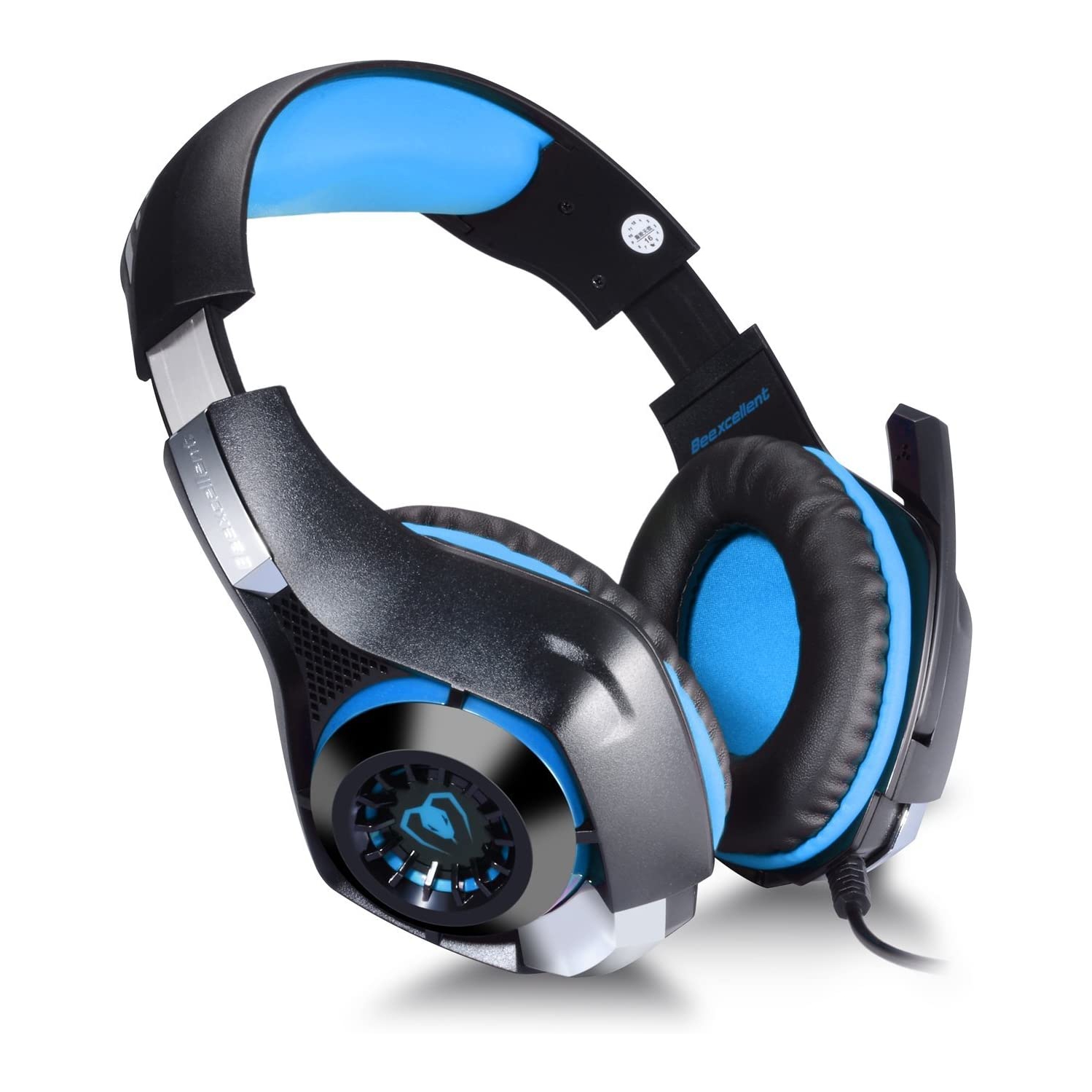 3.5mm Stereo Gaming Headset for Xbox one PS4 PC, Surround Sound Over-Ear Headphones with Noise Cancelling Mic, LED Lights, Volume Control Gamer