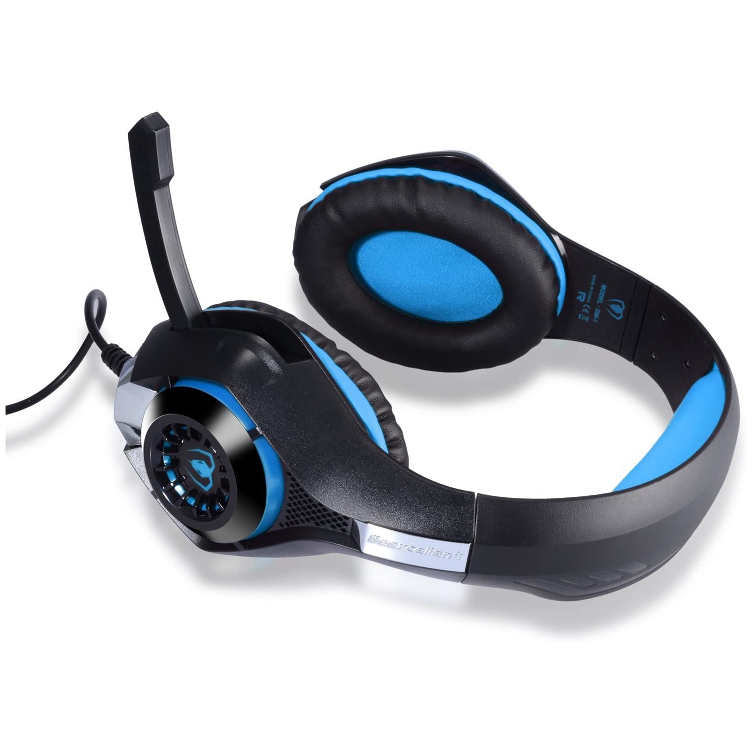 3.5mm Stereo Gaming Headset for Xbox one PS4 PC, Surround Sound Over-Ear Headphones with Noise Cancelling Mic, LED Lights, Volume Control Gamer