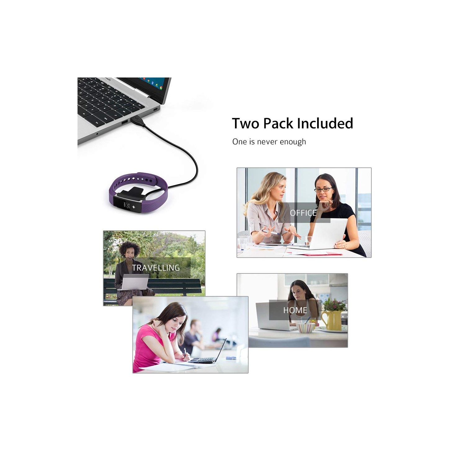 Câble de recharge Navor Compatible avec Fitbit Alta - 2 pièces Montre intelligente Base de recharge USB Câble de chargement | Adaptateur de recharge