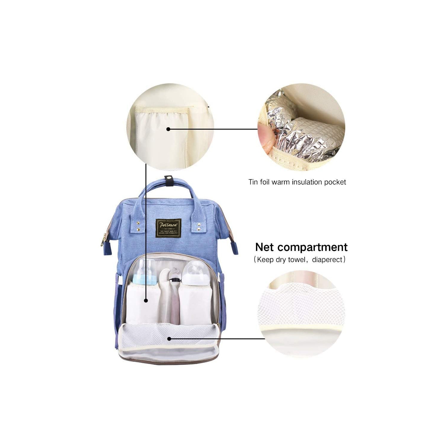 Sac à couches fourre-tout multifonction Dainty; Sac à dos de voyage étanche; grande Catacty18L; élégant et durable
