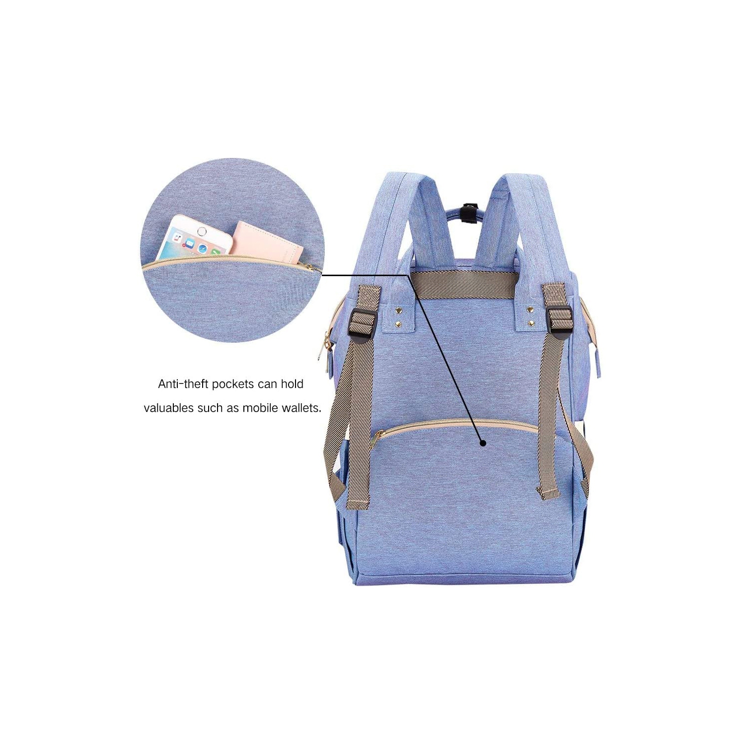 Sac à couches fourre-tout multifonction Dainty; Sac à dos de voyage étanche; grande Catacty18L; élégant et durable