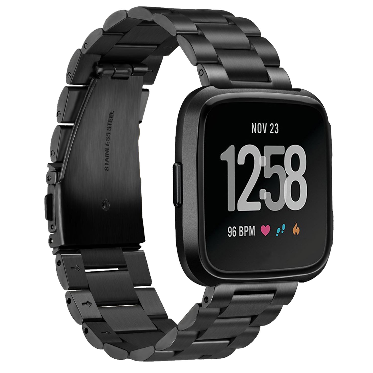 Fitbit versa band 2025 metal black stainless steel