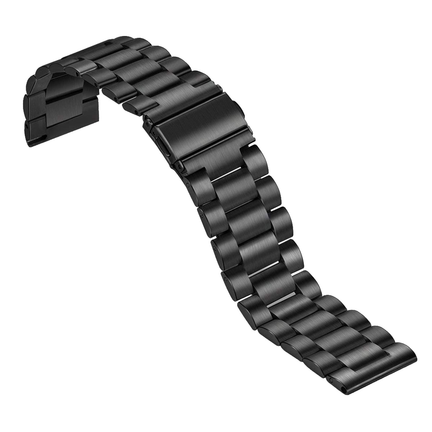 StrapsCo Black Stainless Steel Link Watch Band Strap for Fitbit Versa