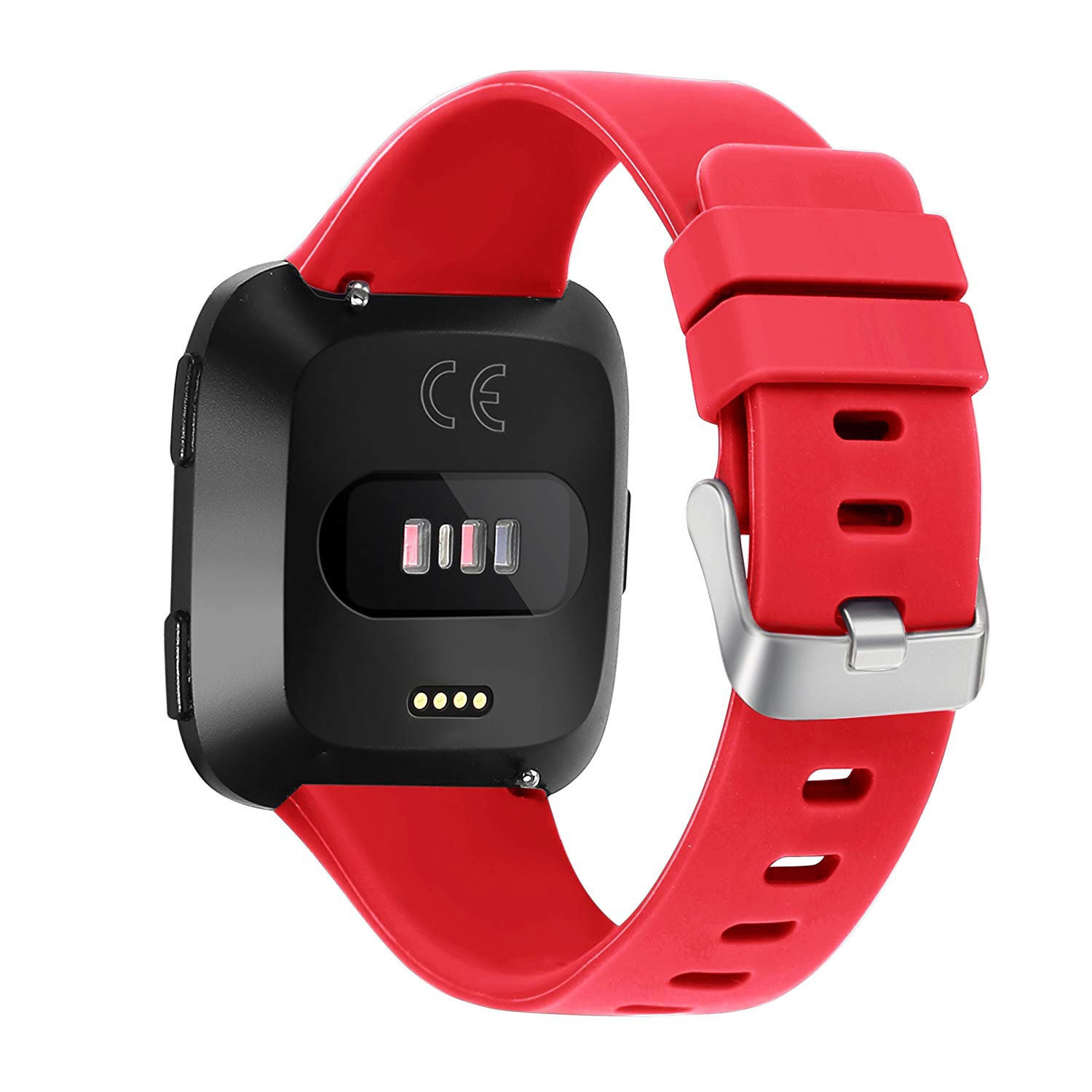 StrapsCo Red Rubber Watch Band Strap for Fitbit Versa - Small