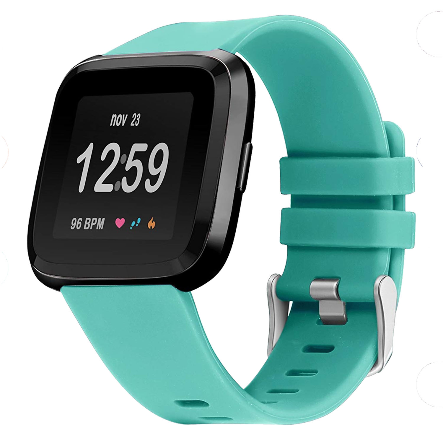 StrapsCo Turquoise Rubber Watch Band Strap for Fitbit Versa - Large