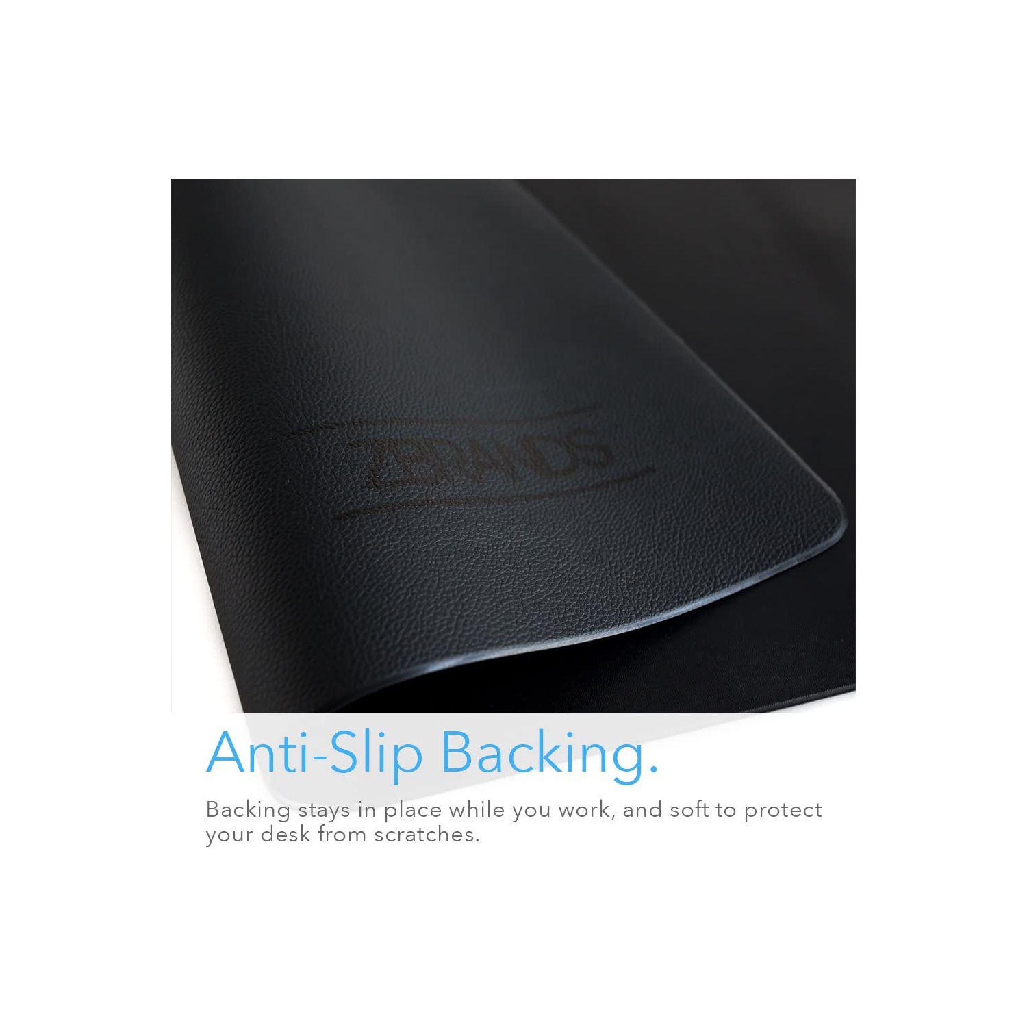 ZBRANDS // Leather Smooth Desk Mat Pad Blotter Protector, Midnight Black, Extended Non-Slip Rectangular, Laptop