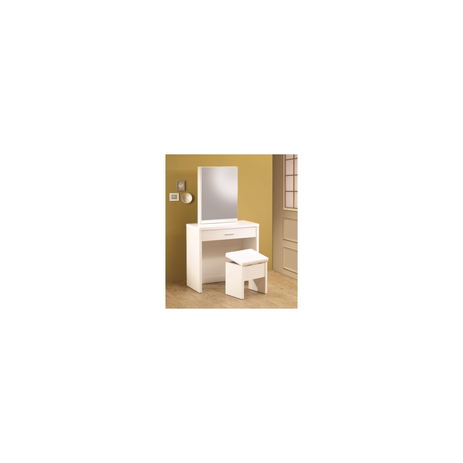 Coaster Furniture White Vanity with Hidden Mirror Storage and Lift-Top Stool - Free Shipping!!!
