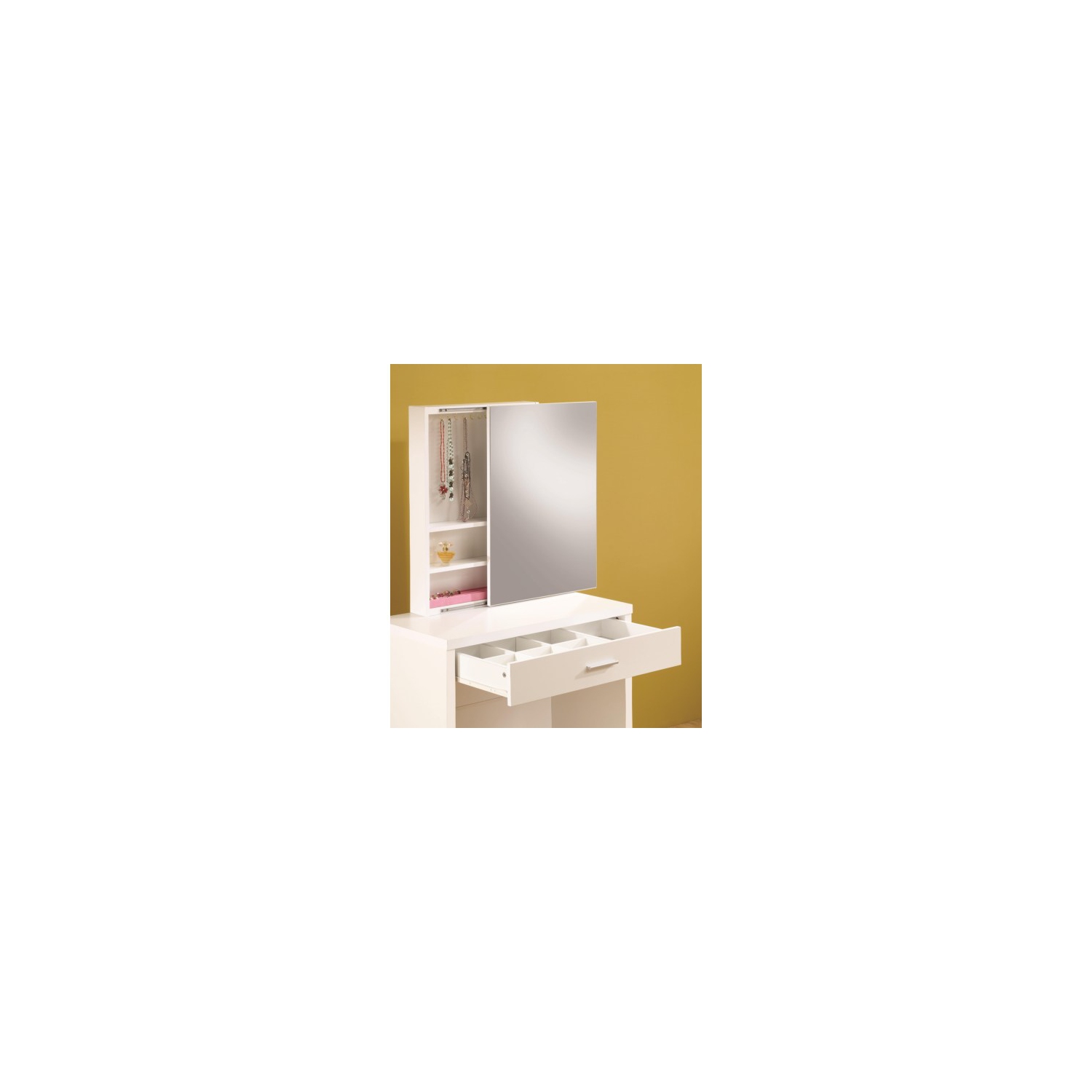 Coaster Furniture White Vanity with Hidden Mirror Storage and Lift-Top Stool - Free Shipping!!!