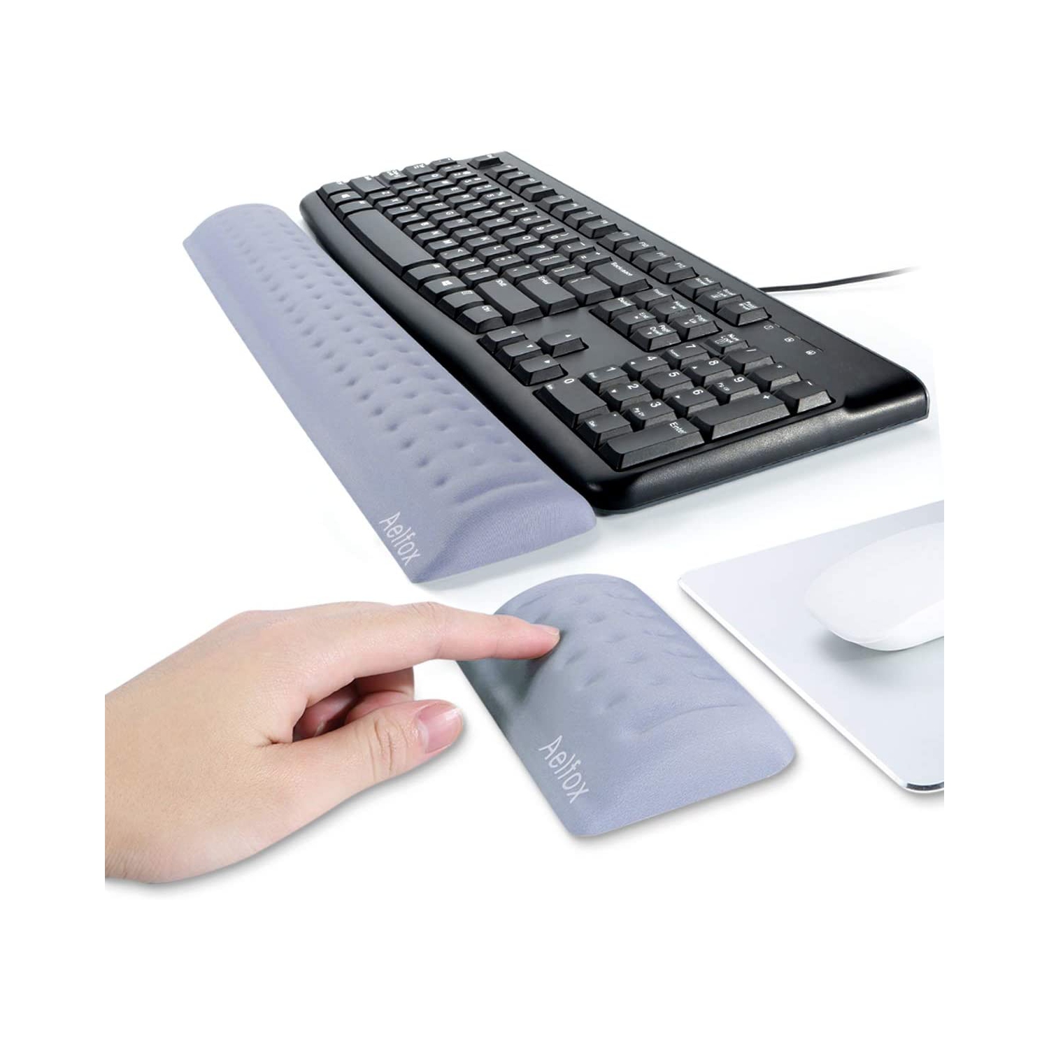 Aelfox Memory Foam Keyboard Wrist Rest&Mouse Pad Wrist Support, Ergonomic Design for Office, Home Office, Laptop, Desktop Computer, Gaming Keyboard