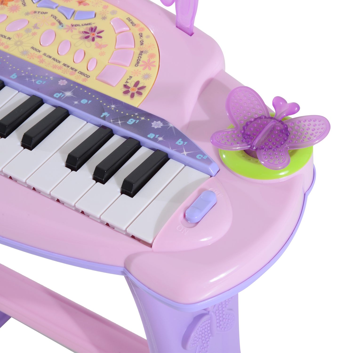 Qaba Kids Piano Electronic Keyboard Instrument with Microphone and Stool Pink