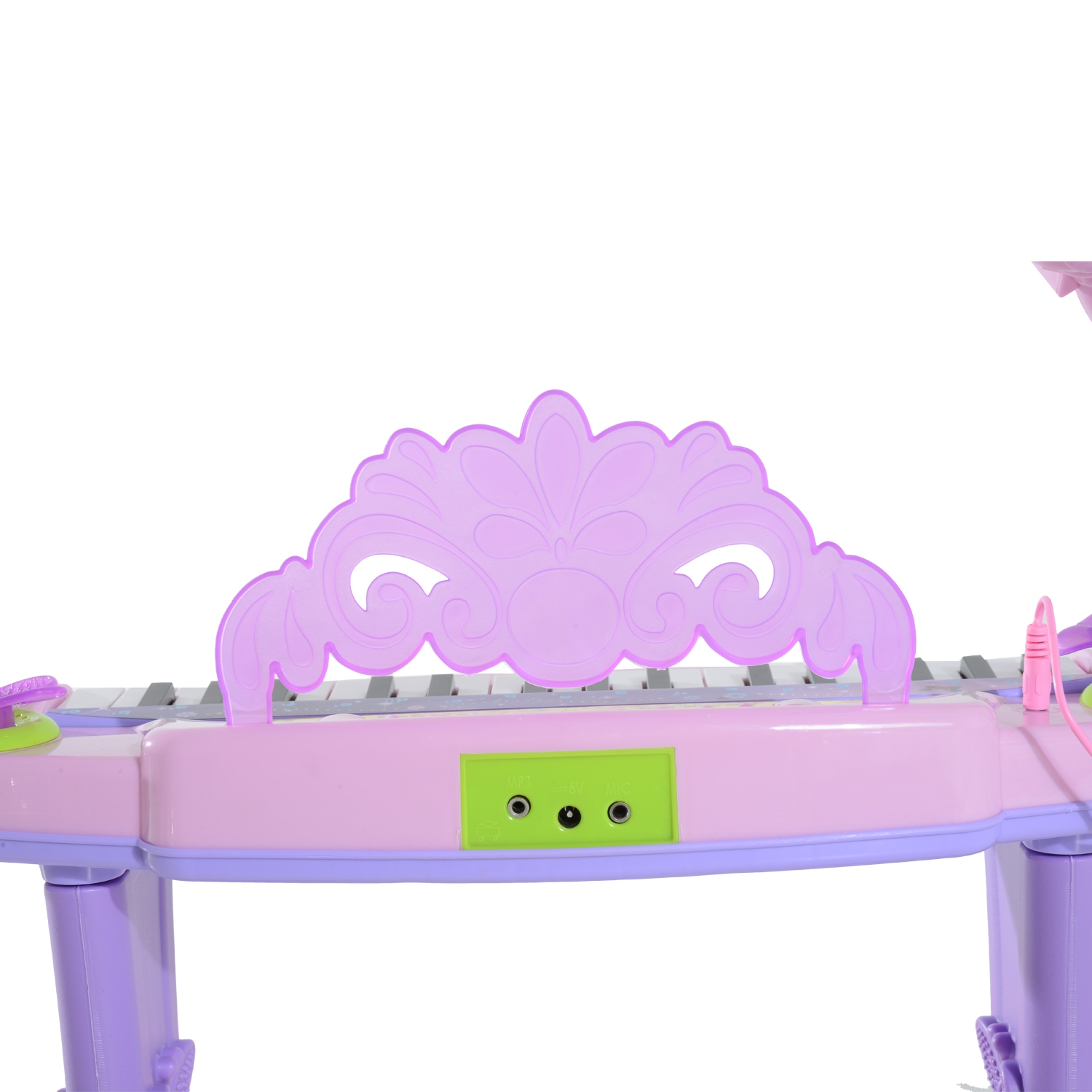 Qaba Kids Piano Electronic Keyboard Instrument with Microphone and Stool Pink