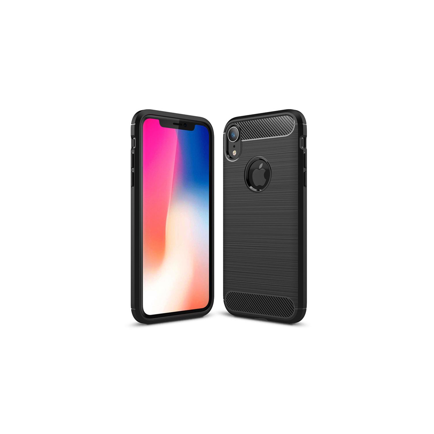 PANDACO Black Brushed Metal Case for iPhone XR