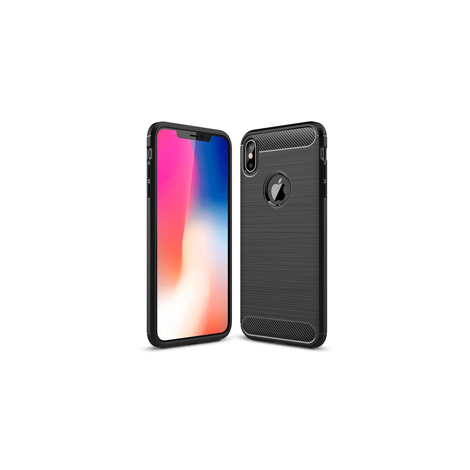 PANDACO Black Brushed Metal Case for iPhone XS Max