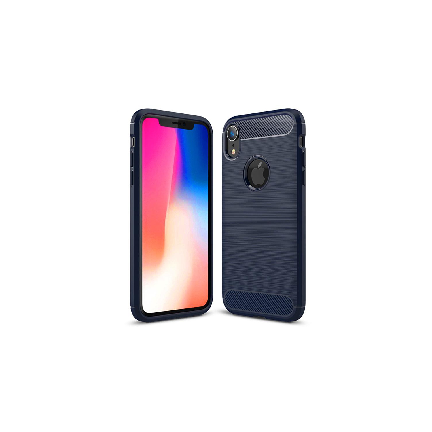 PANDACO Navy Brushed Metal Case for iPhone XR
