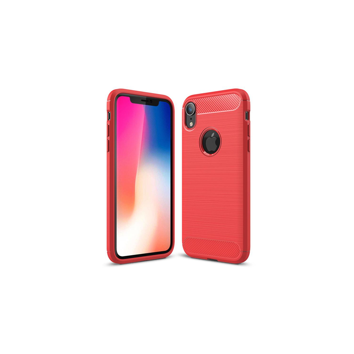 PANDACO Red Brushed Metal Case for iPhone XR
