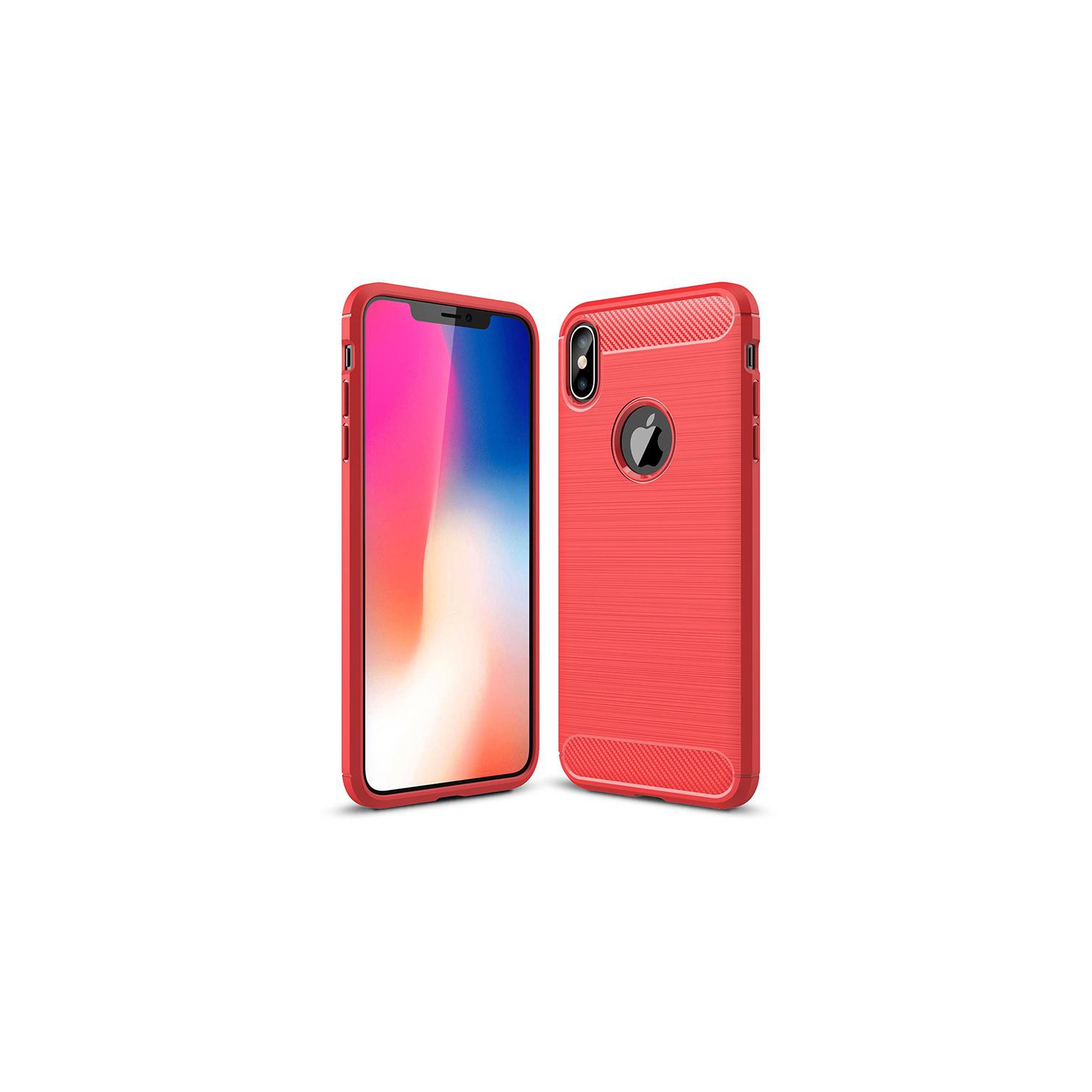 Boîtier en métal brossé rouge PANDACO pour iPhone XS Max