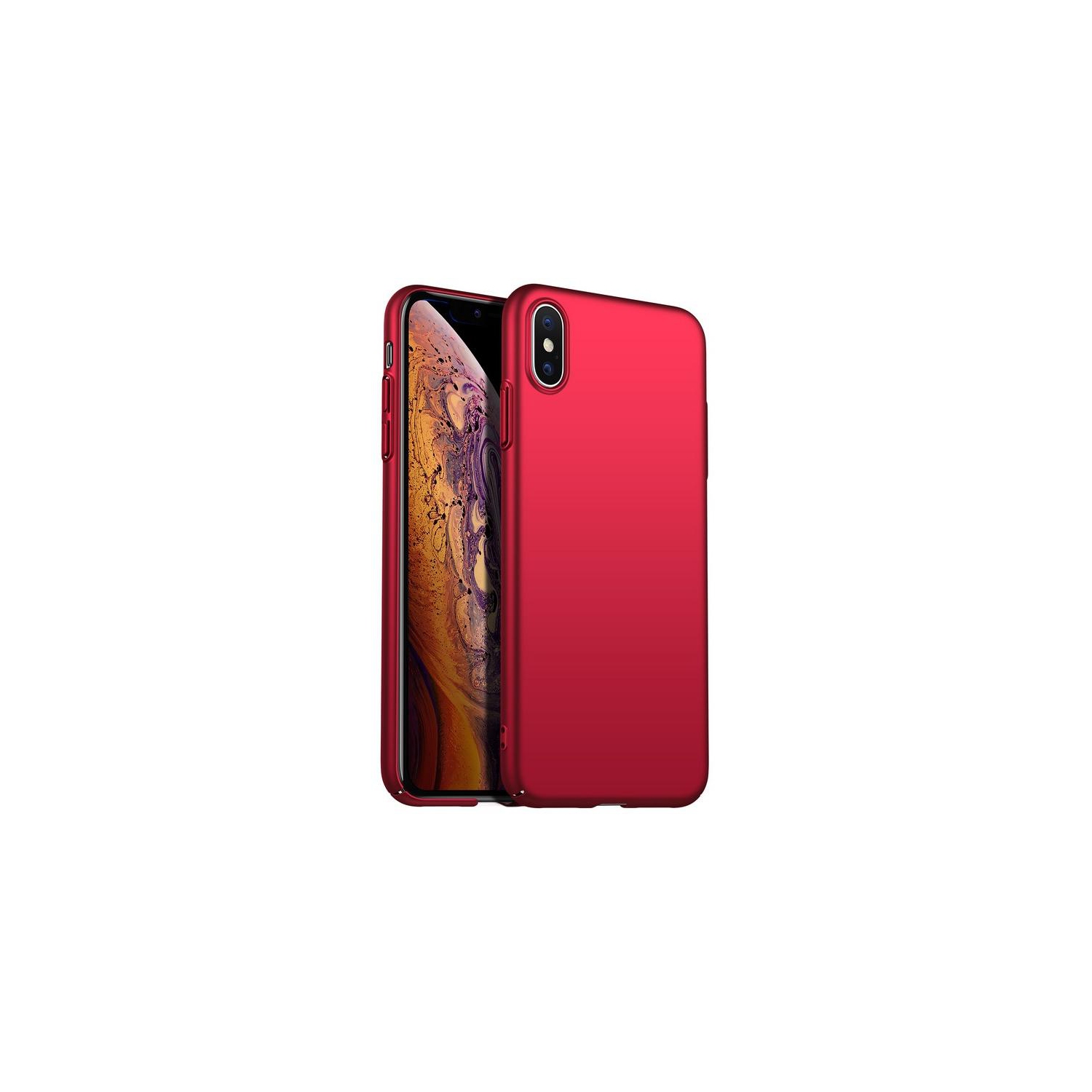 PANDACO Hard Shell Metallic Red Case for iPhone XS Max