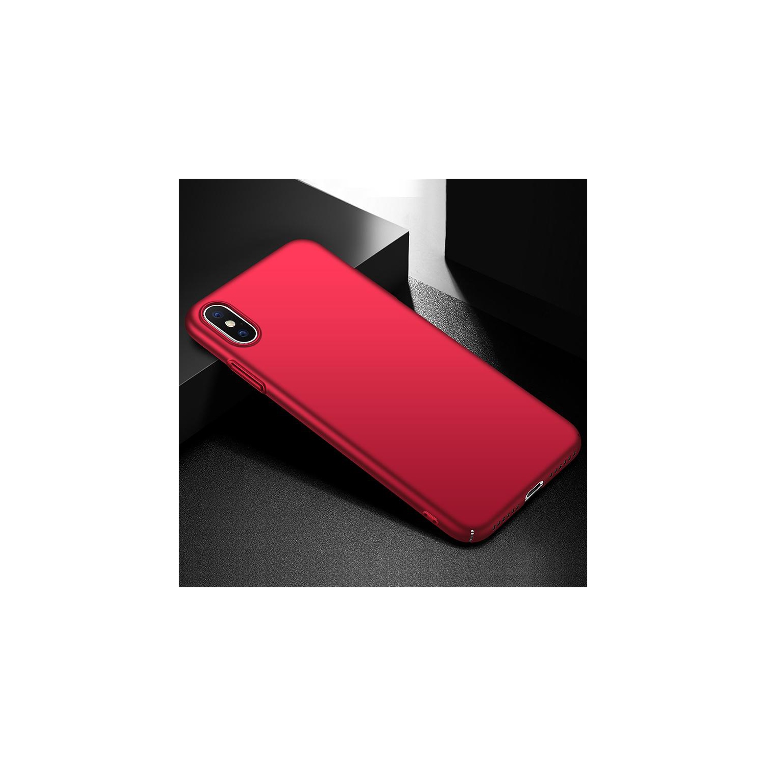 PANDACO Hard Shell Metallic Red Case for iPhone XS Max