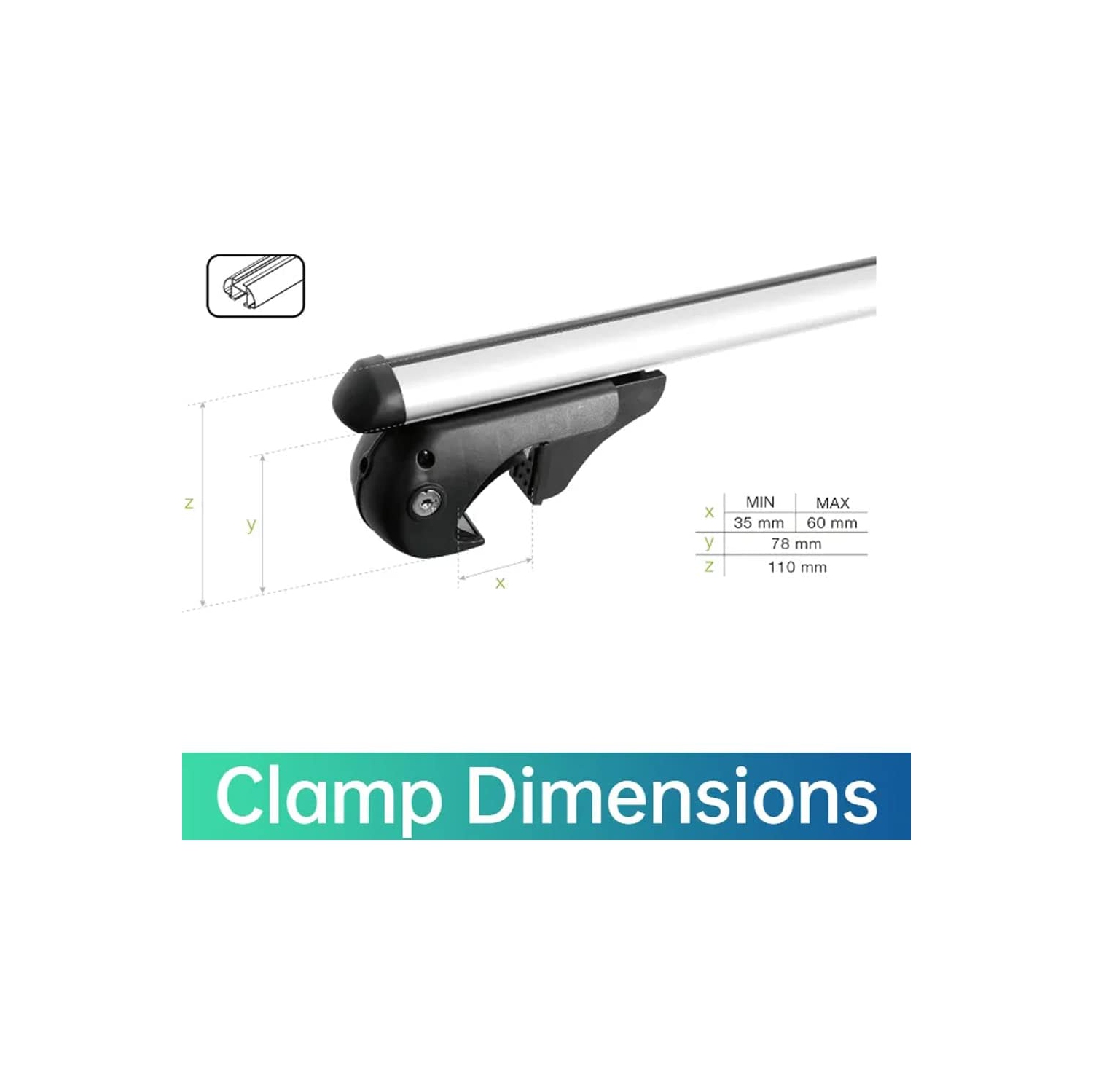 Barres transversales de porte-bagages de toit Stanz 54 barres transversales en aluminium Aero nécessaire – se monte sur les toits de votre voiture ou