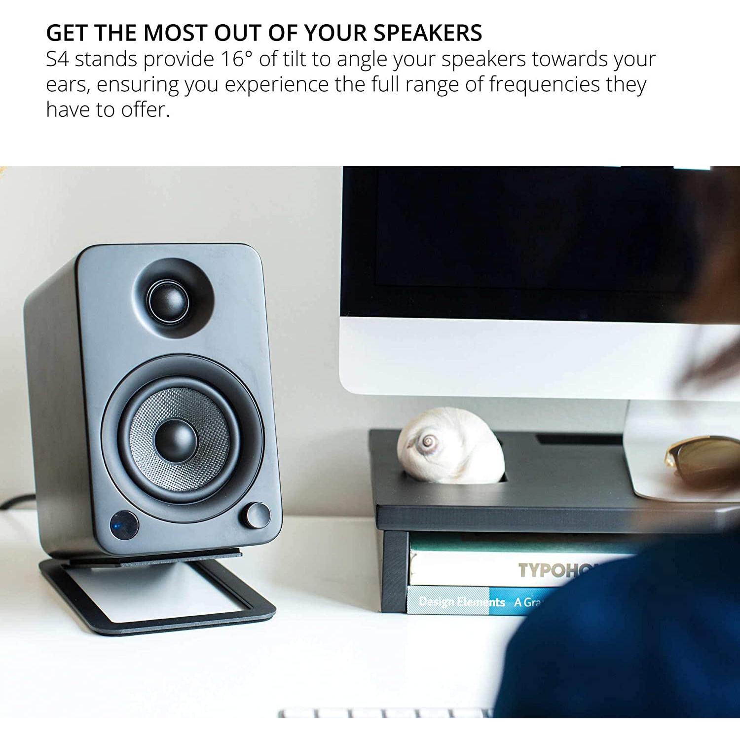 Kanto S4 Desktop Speaker Stands for Midsize Speakers, Black