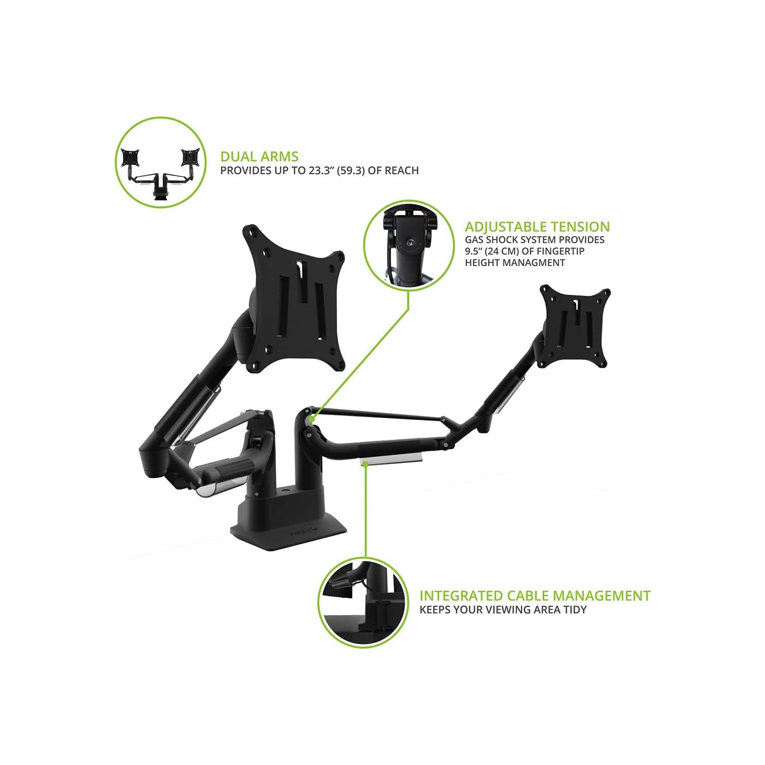 Kanto DMS2000 Dual-Monitor Desktop Mount for 17-inch to 32-inch Displays - Black