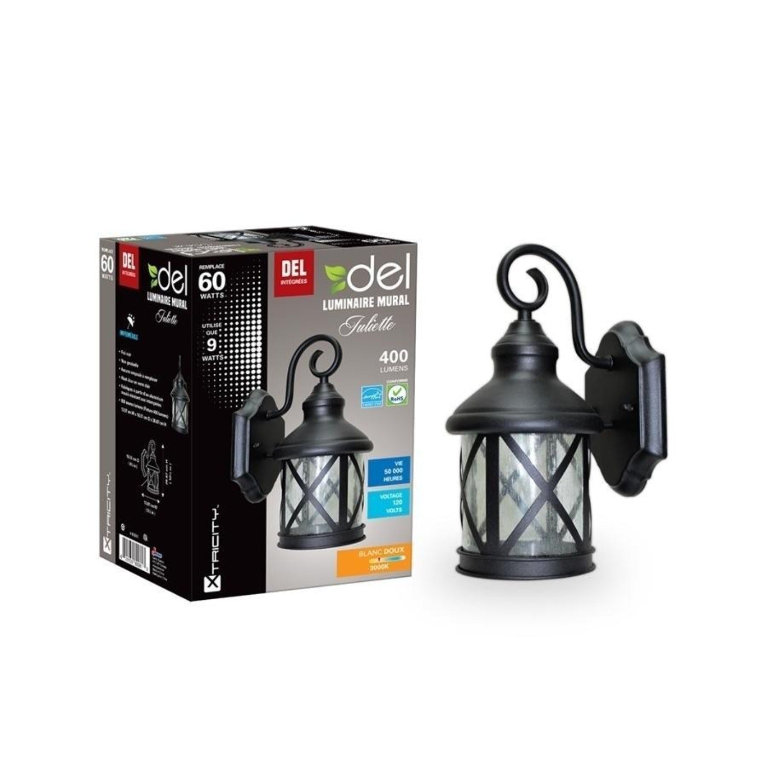 Xtricity - LED Outdoor Wall Light, 9w/120v/3000k, Soft White Lighting, From the Juliette Collection, Black