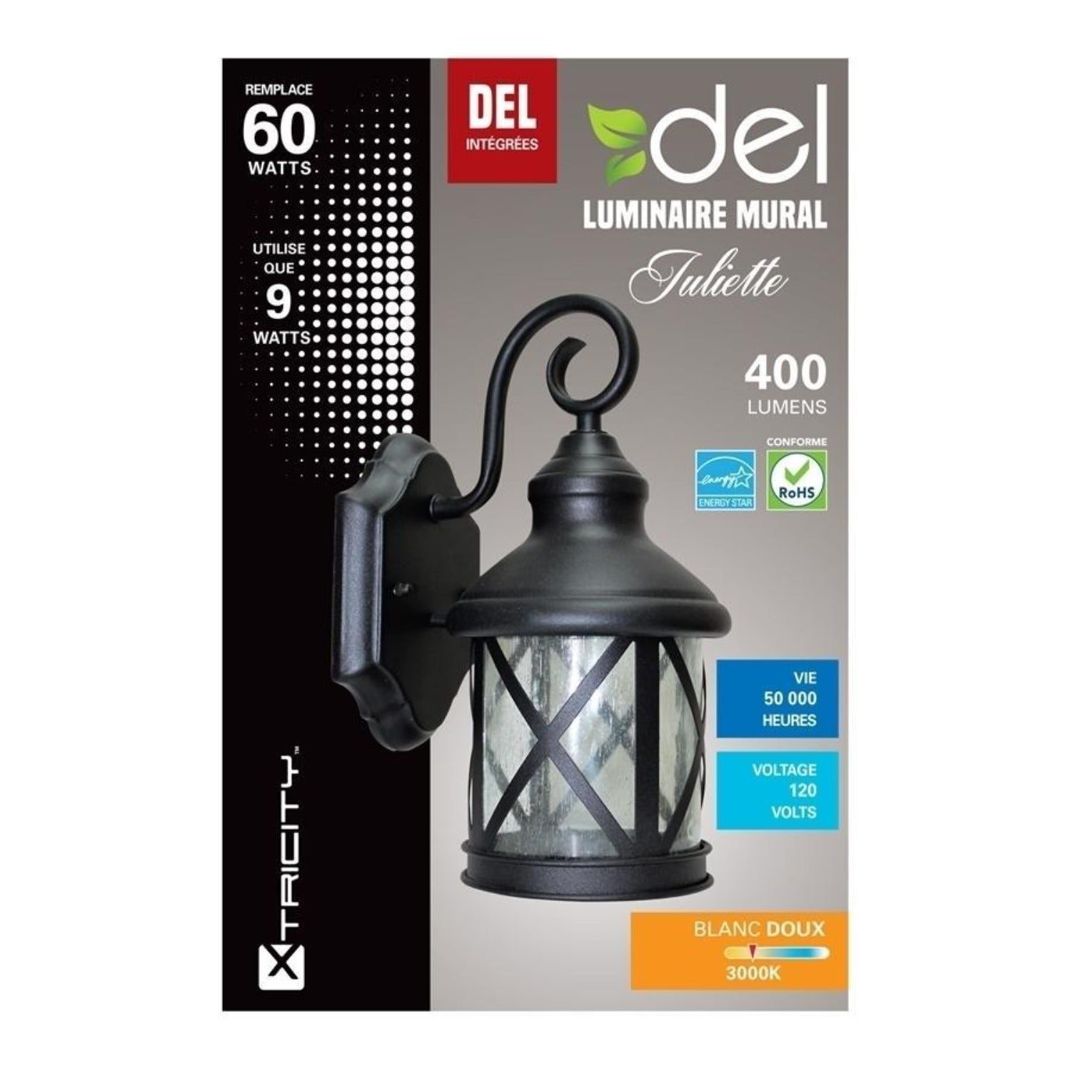 Xtricity - LED Outdoor Wall Light, 9w/120v/3000k, Soft White Lighting, From the Juliette Collection, Black