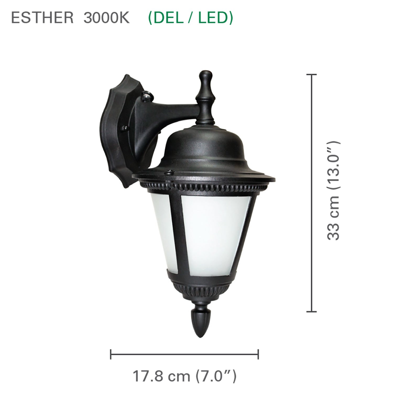 Xtricity – applique murale à DEL pour l’extérieur, 9W/120V/3000K, éclairage blanc doux, de la collection Esther, noir