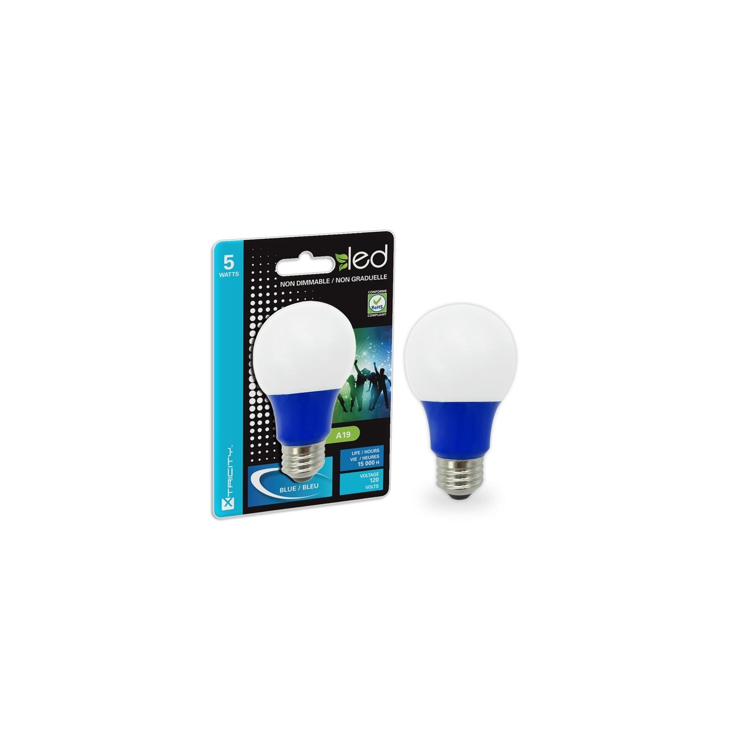 Ampoule à DEL Xcentricité de type A/5 W/120 V/E26/bleu de 1 CD