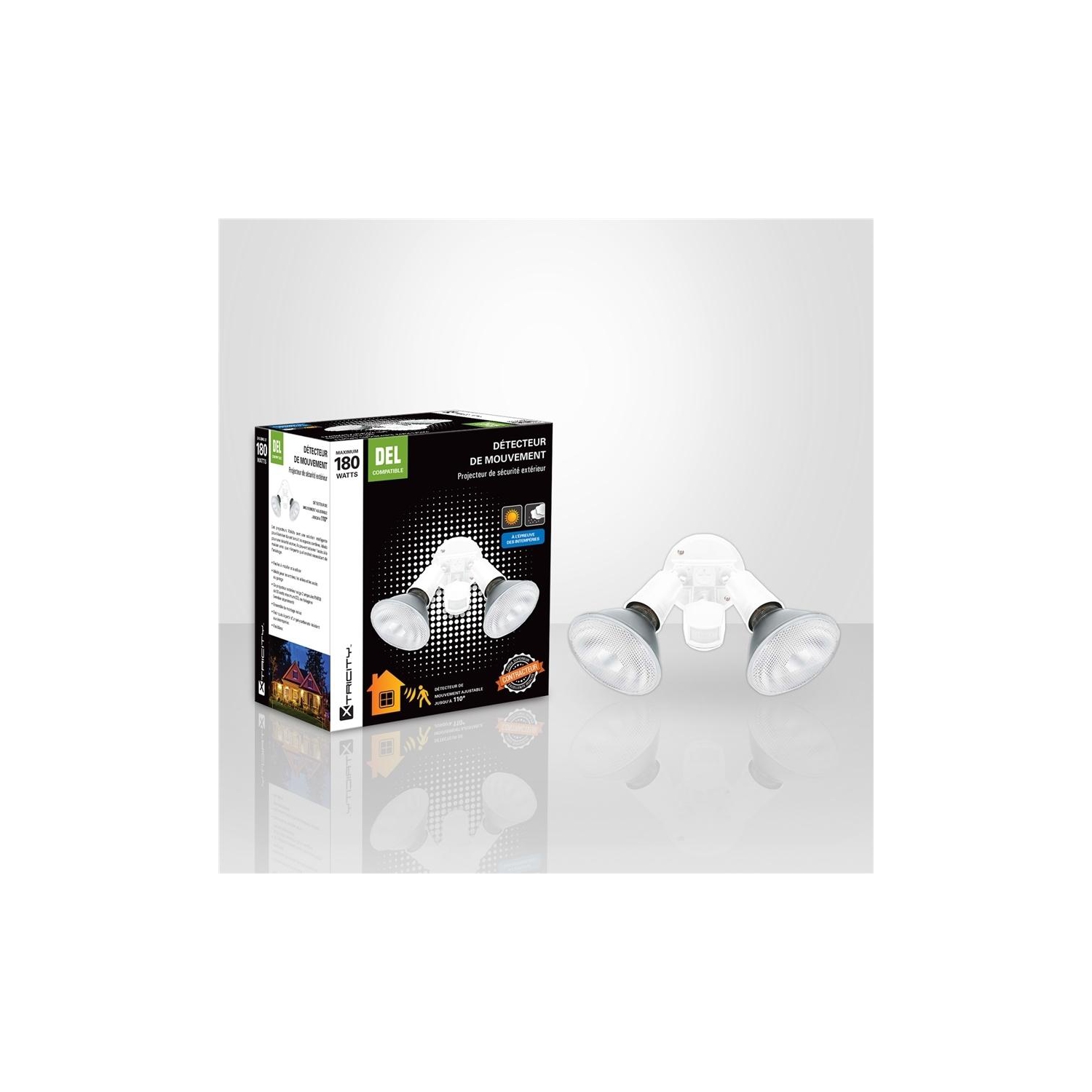 Xtricity détecteur de mouvement à 2 têtes 180w maximum blanc