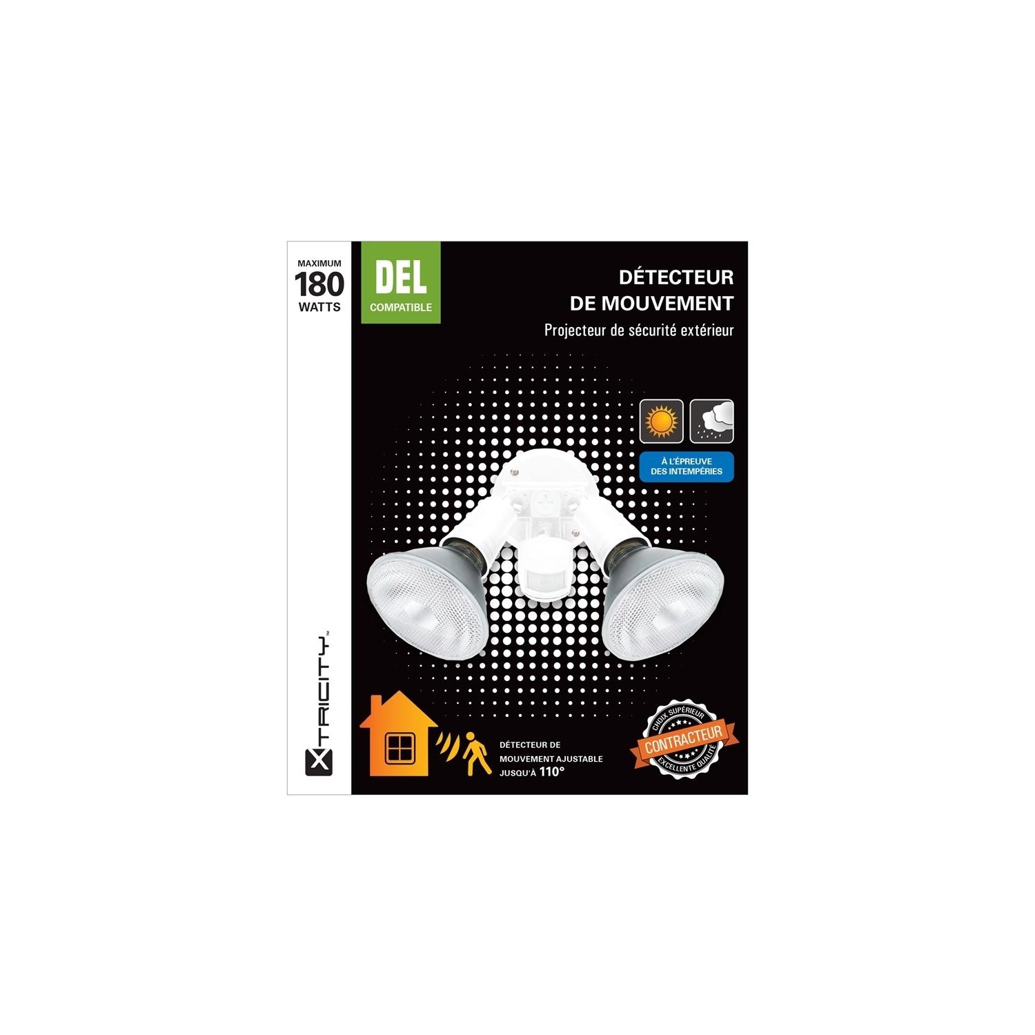 Xtricity détecteur de mouvement à 2 têtes 180w maximum blanc
