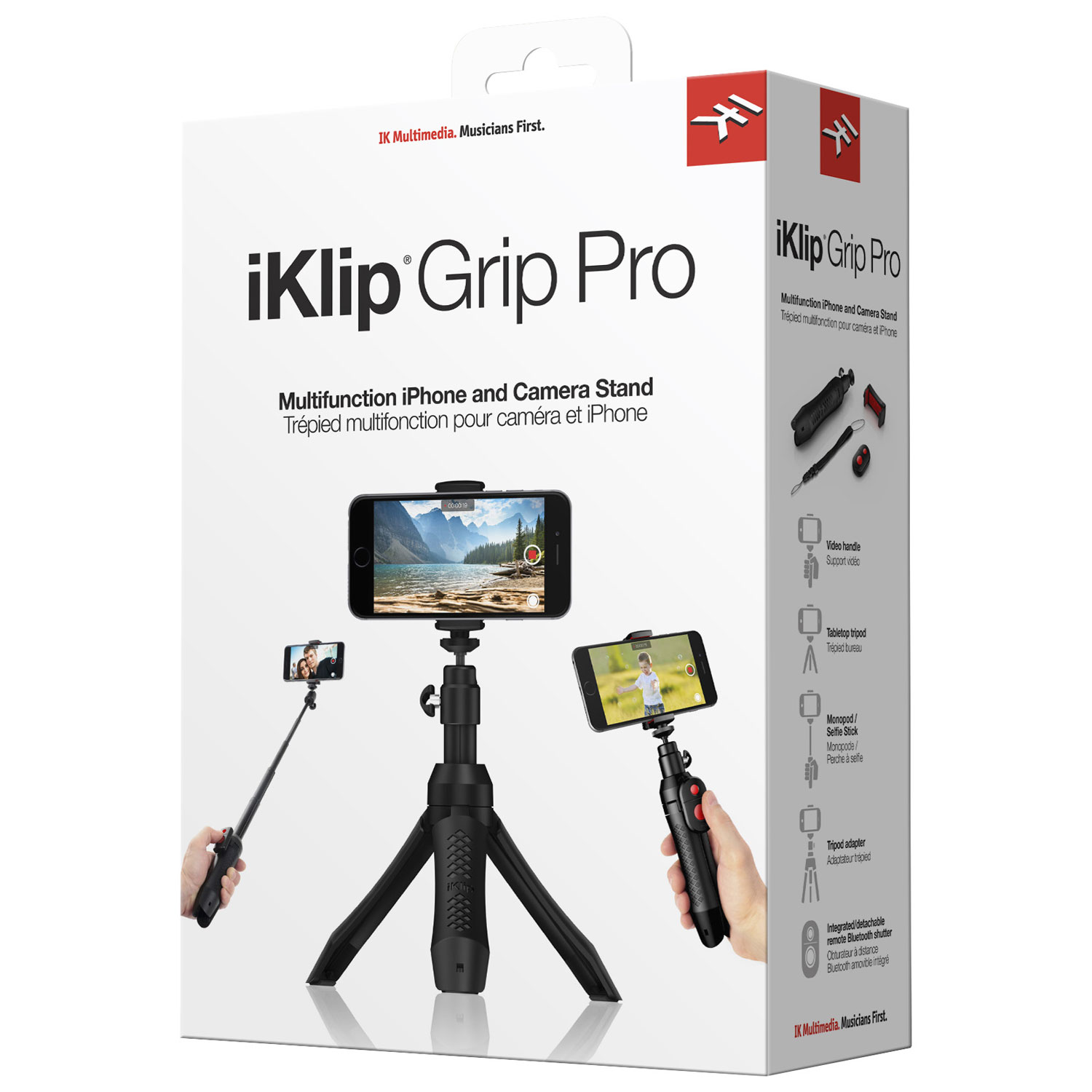 Vidéoprojecteur Pas de marque IK MULTIMEDIA - iKlip Grip Pro Support  Multifonction pour iPhone Télécommande Bluetooth pour l'Obturateur  Pivonante à 360° Monopied & Trépied Très
