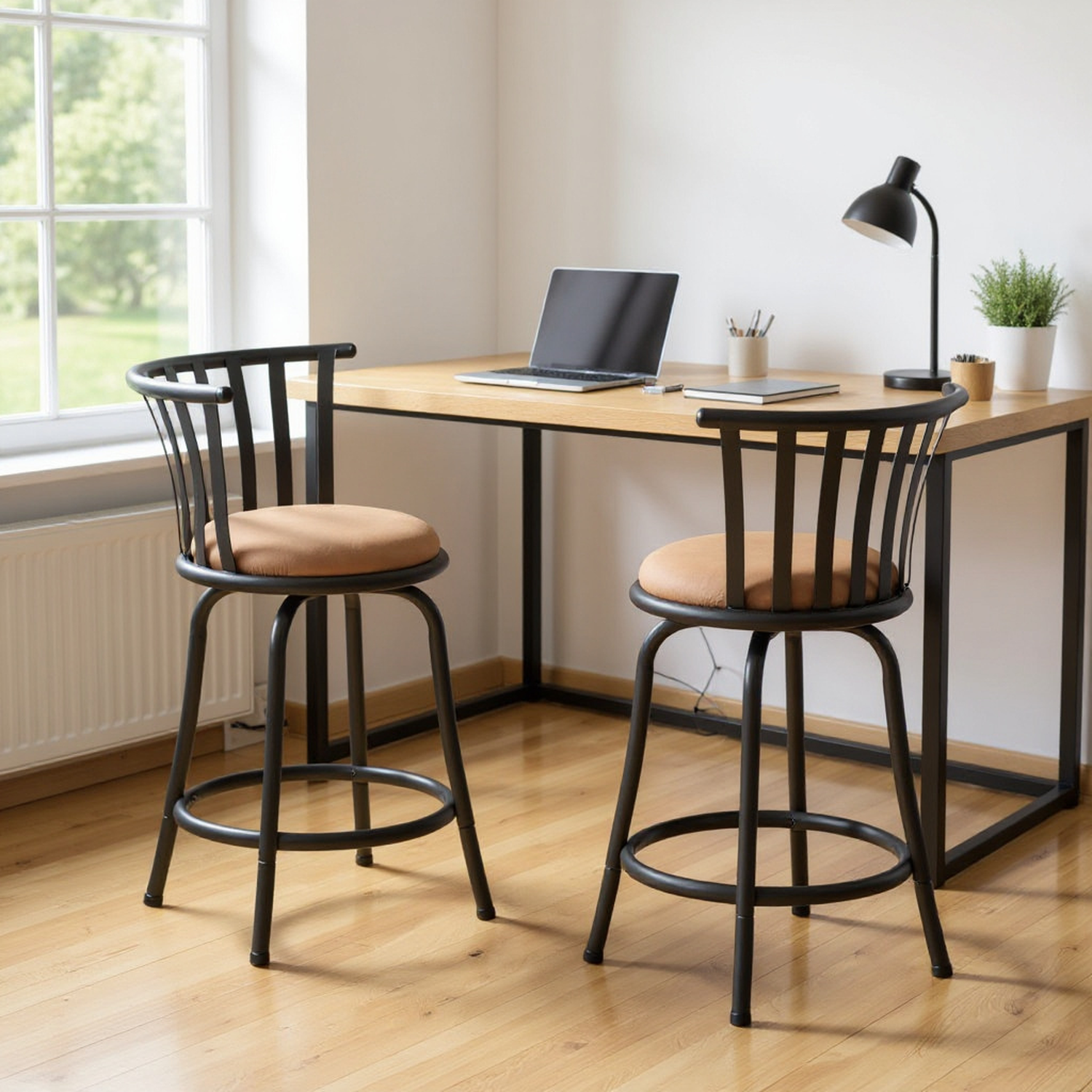 Homy Casa – Ensemble de 2 tabourets de bar réglables avec dossier et coussin confortable pour le bureau à domicile, l'aire d'étude et le bureau haut