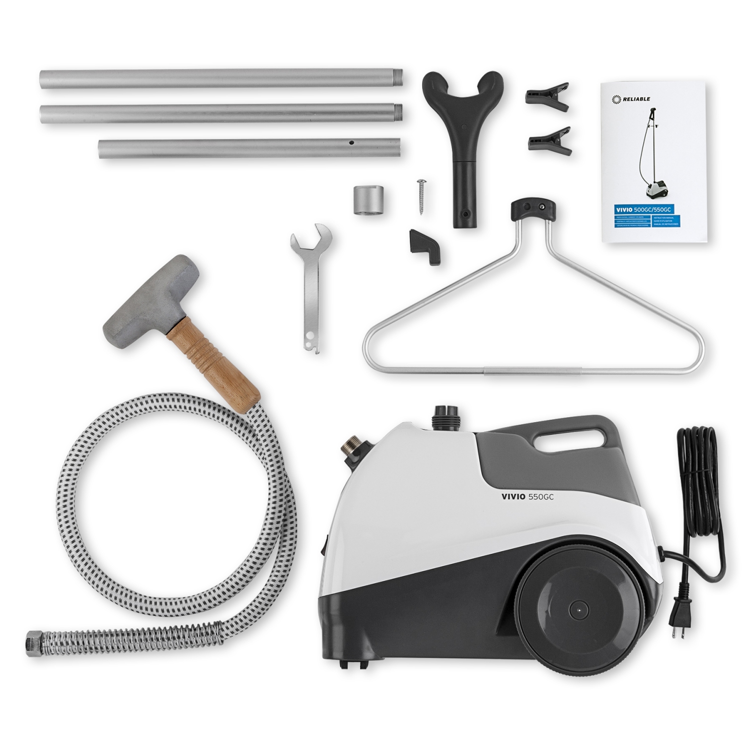 Défroisseur à vapeur professionnel VIVIO 550GC fiable avec tête en métal robuste à vapeur