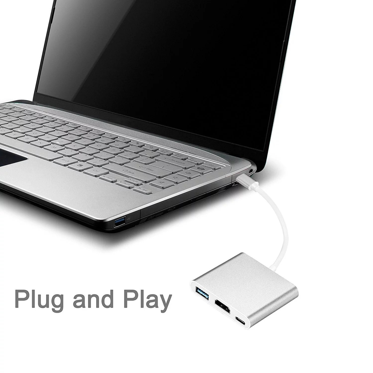 USB-C Hub with HDMI 3-in-1 Charging Port Adapter for New Apple MacBook Chromebook Pixel Samsung S9 and More