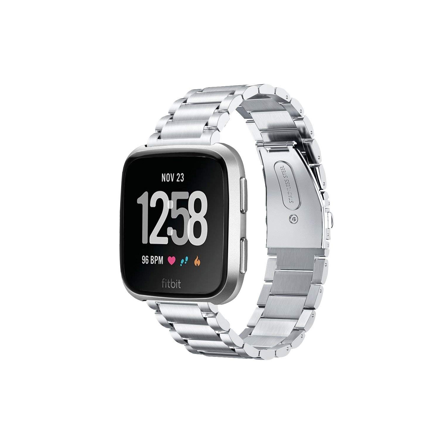 Fitbit versa stainless steel on sale band