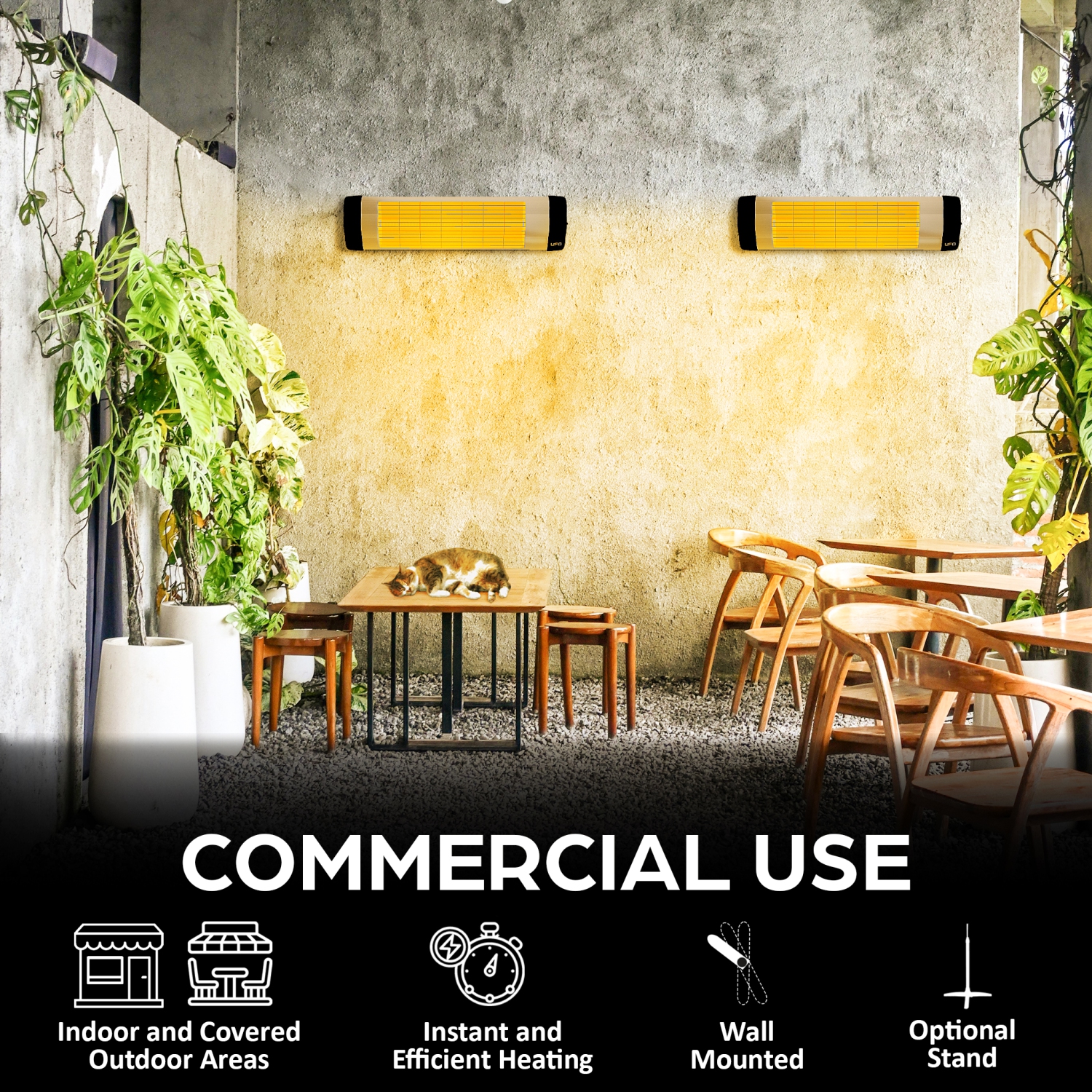 OVNI S-15, radiateur infrarouge mural de 1500 W avec thermostat, argenté