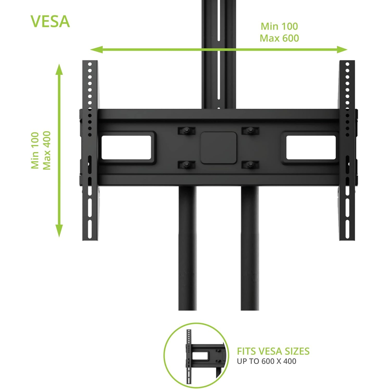 Kanto – Support mobile MTM65PL avec tablette réglable pour téléviseur de 37 à 65 po