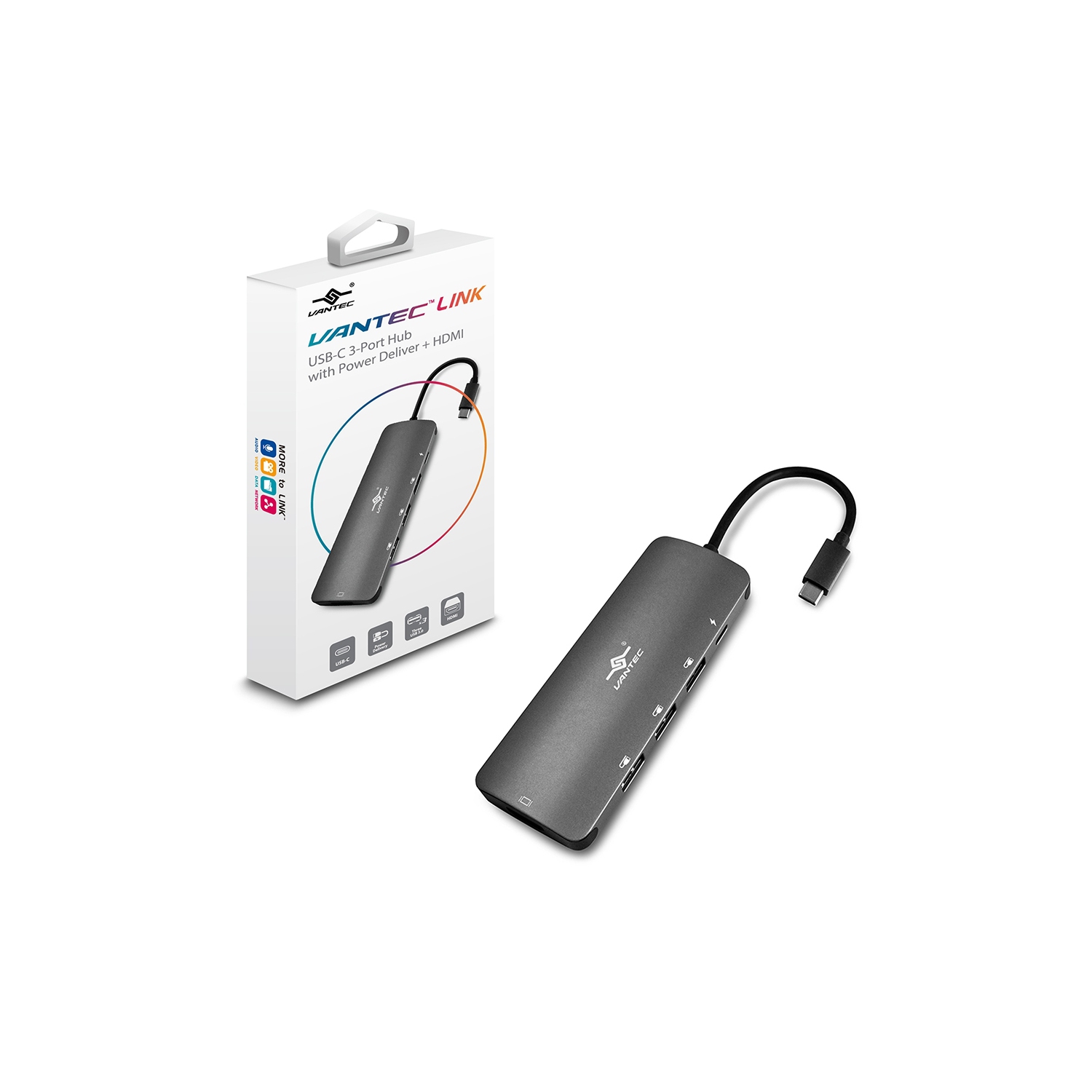 The Vantec Link Usb C 3-port Hub With Power Delivery Plus Hdmi Adapter Is A Comp