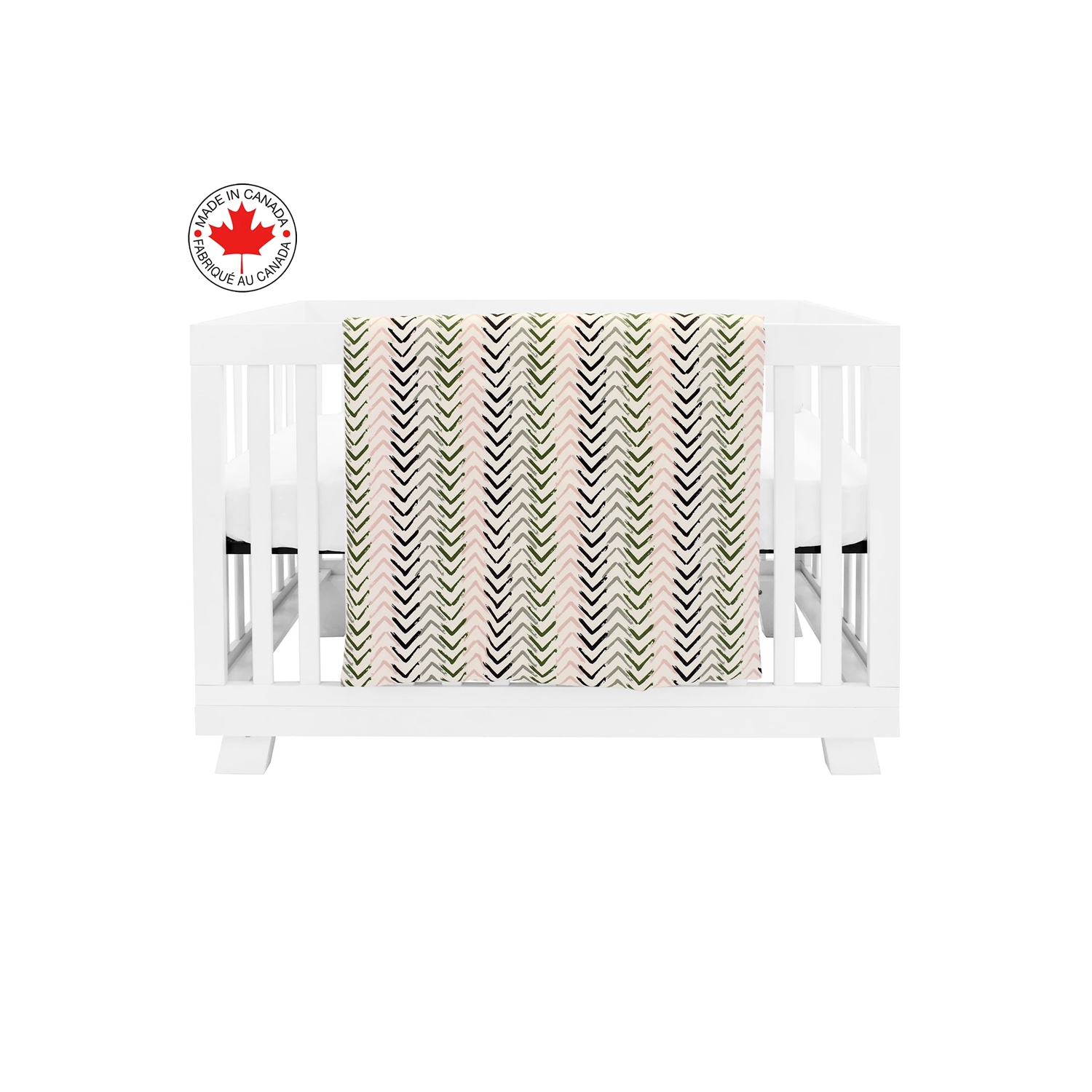 BEBELELO- BEDDING 4 PIECES FOR BABY PINK AND BLACK WITH ARROW PATTERN