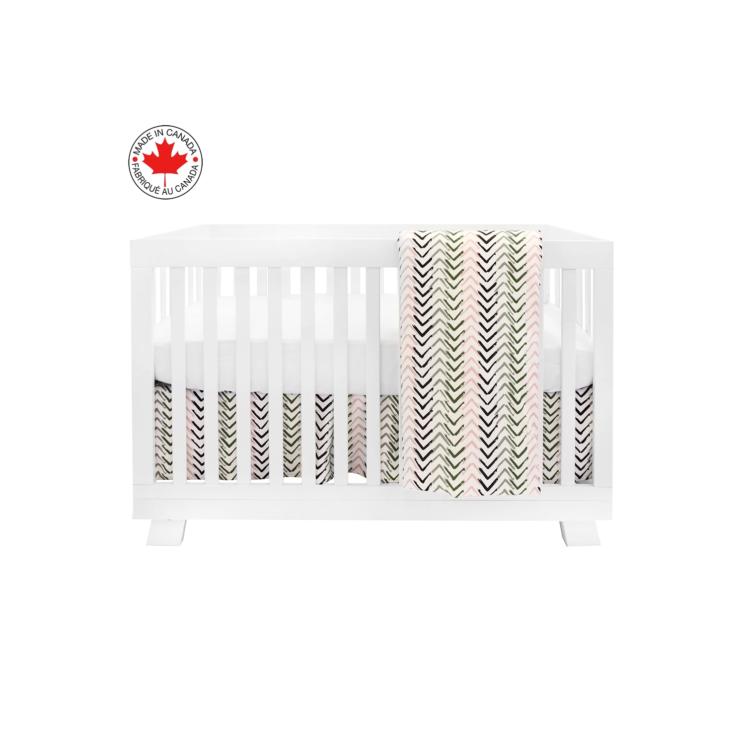 BEBELELO- BEDDING 4 PIECES FOR BABY PINK AND BLACK WITH ARROW PATTERN