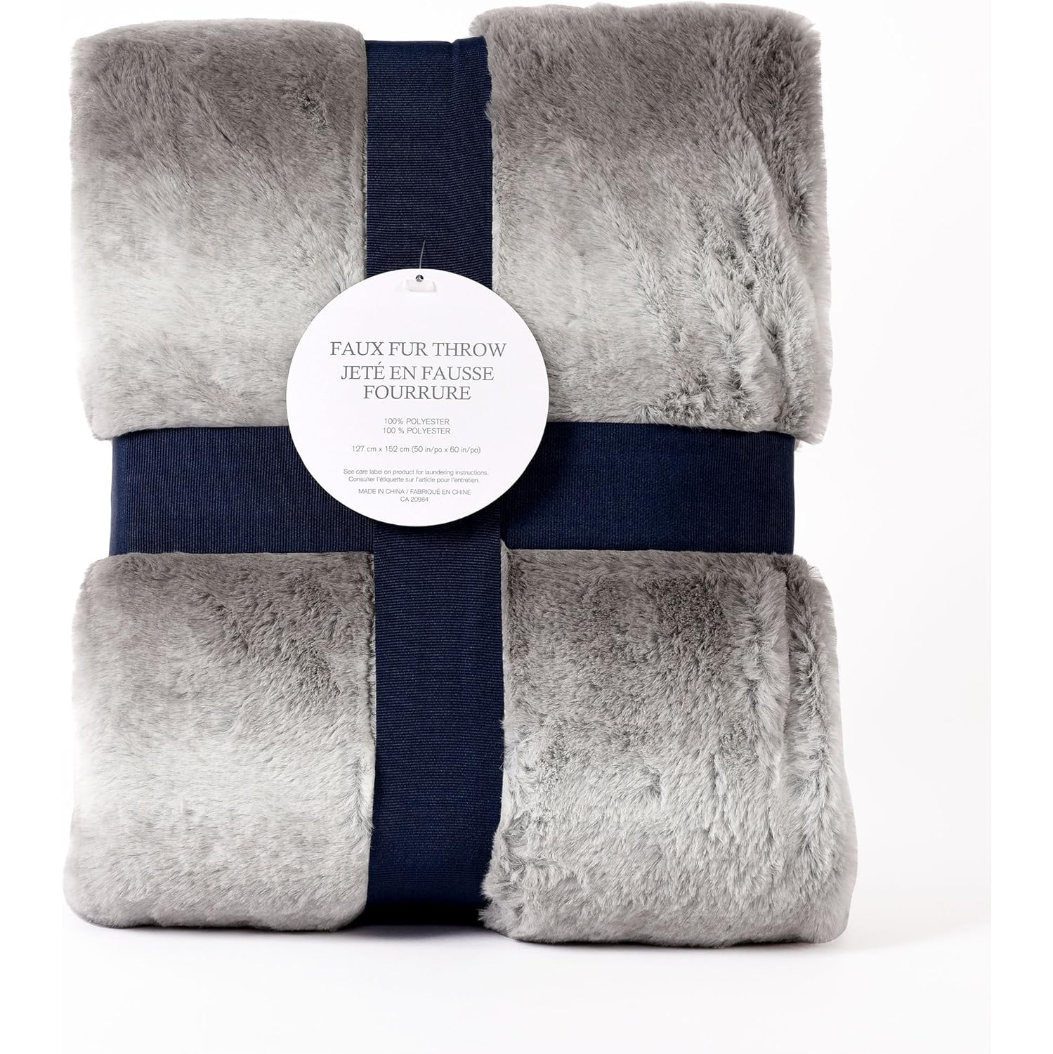 Markethouse Faux Fur Throw Blanket – 50 x 60 Inches – Ultra Soft, Fluffy & Cozy – Elegant Grey, Luxury Decorative Blanket for Couch, Sofa, and Bed