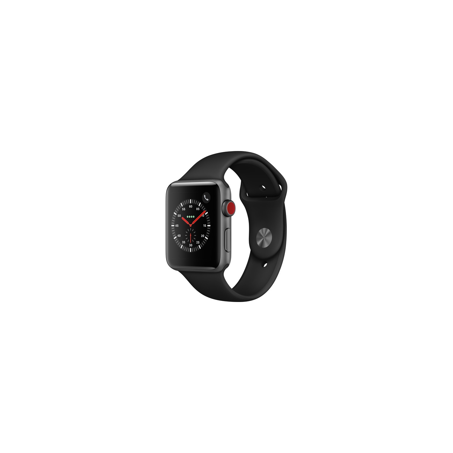 Refurbished - Apple Watch Series 3 (GPS + Cellular) - 42mm - Space Grey Aluminum Case - Black Sport Band