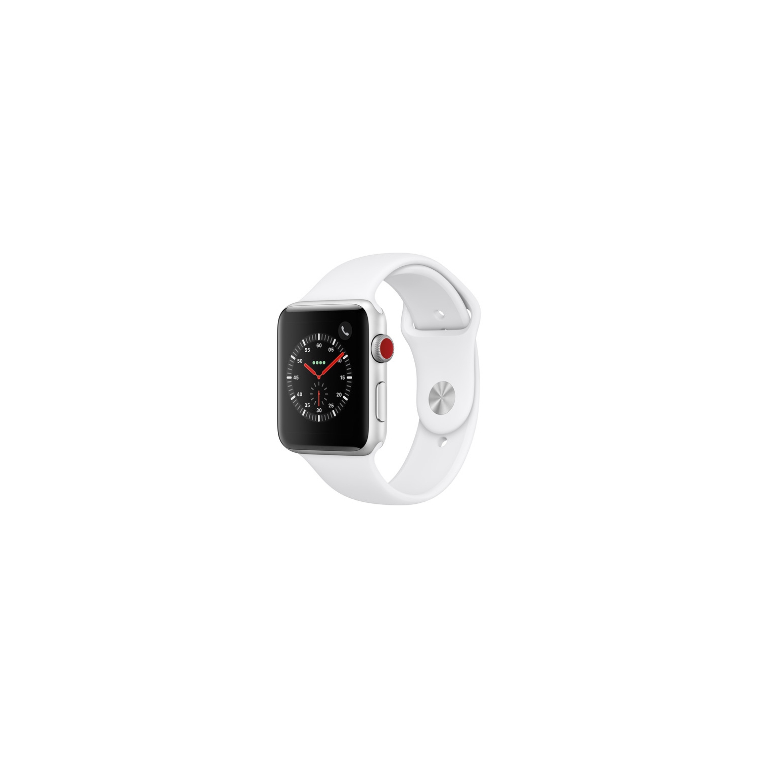 Refurbished - Apple Watch Series 3 (GPS + Cellular) - 42mm - Silver Aluminum Case - White Sport Band