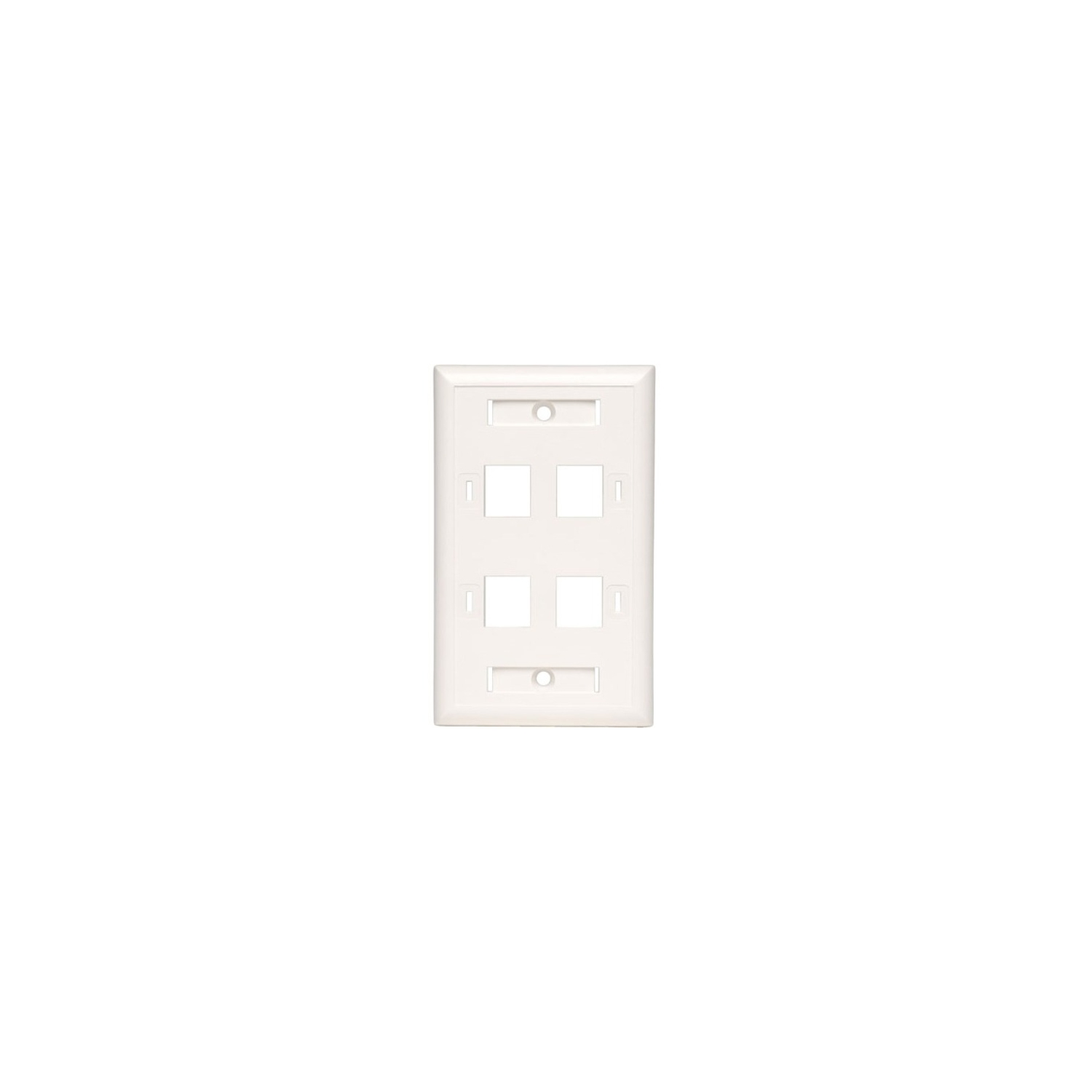 Tripp Lite Quad Outlet RJ45 Universal Keystone Face Plate / Wall Plate, White, 4-Port