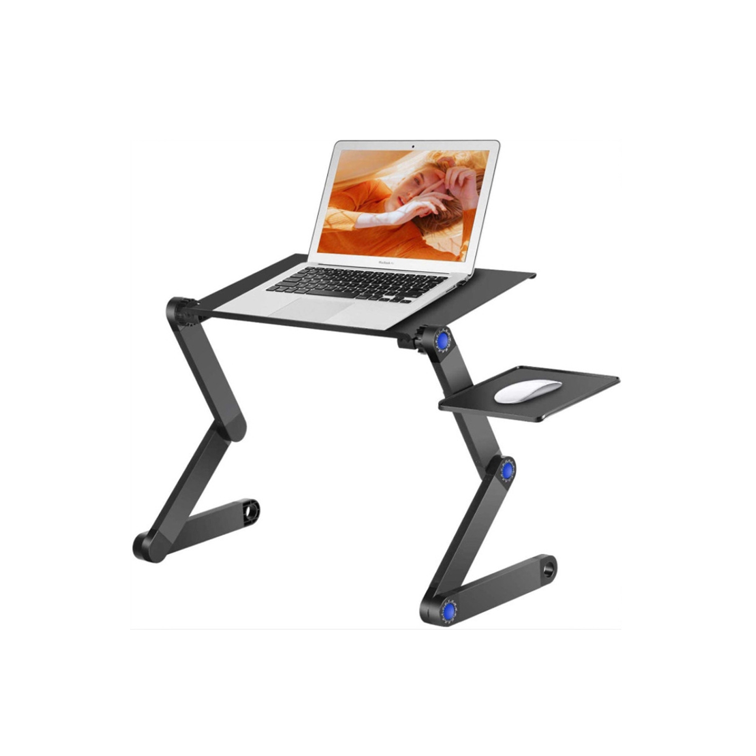 Adjustable Standing Laptop Desk Stand Table Portable Aluminum Lap Riser Holder with Dual-Cooling Fans for Bed Couch Sofa