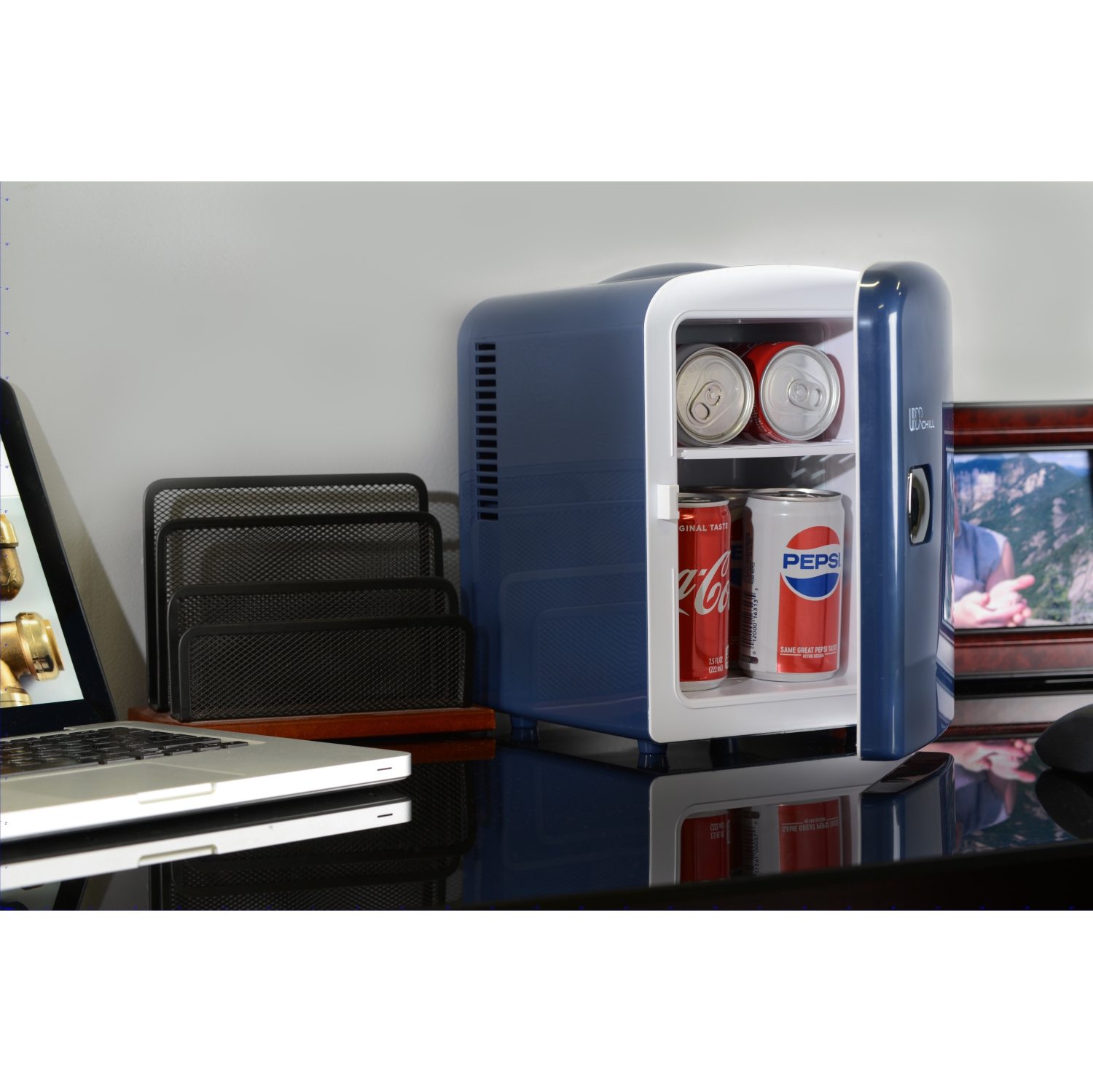 Uber Appliance Uber Chill Personal Mini Fridge 6 can capacity for Bar, Bedroom, office or Dorm outdoor/indoor 110V AC/12V DC