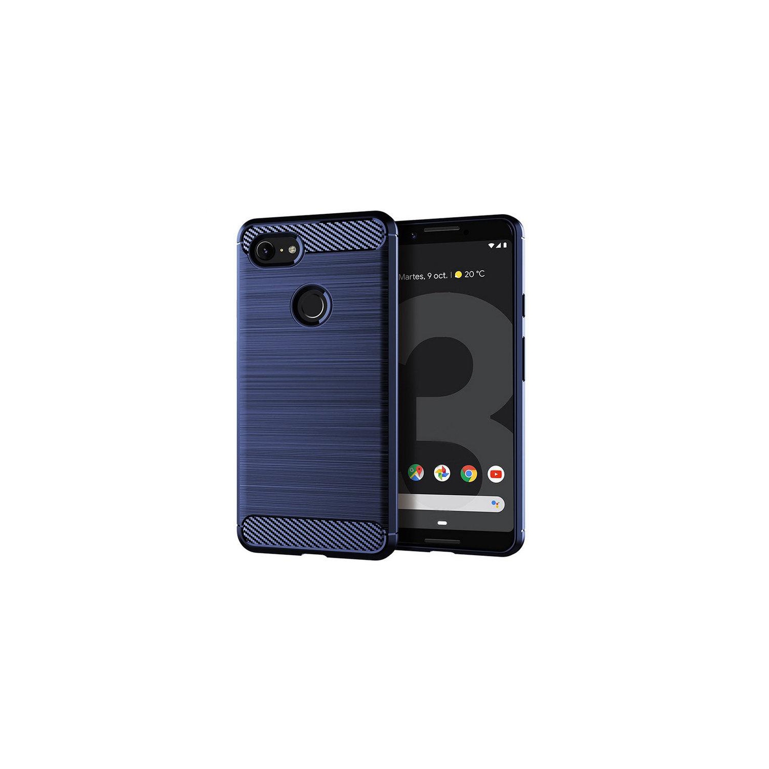 PANDACO Navy Brushed Metal Case for Google Pixel 3 XL