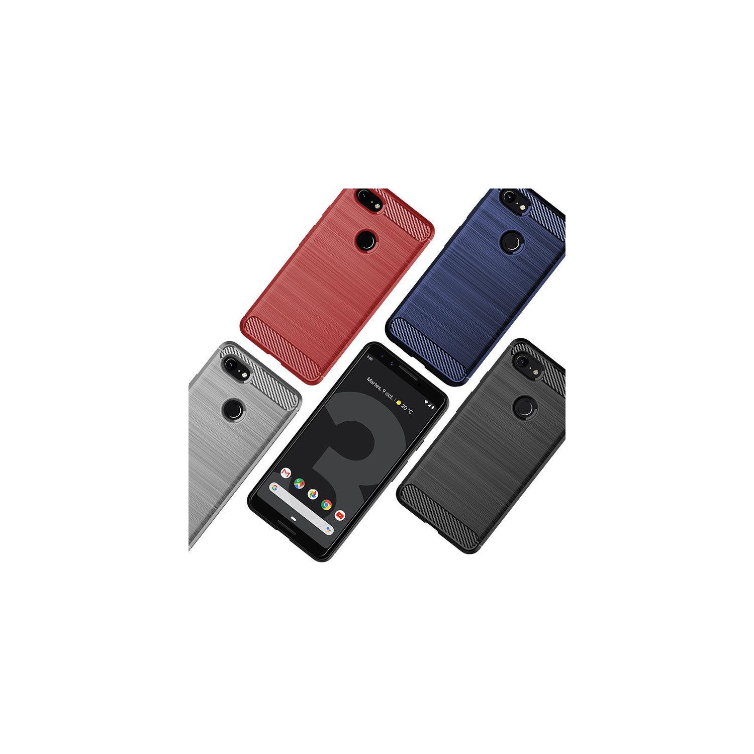 PANDACO Navy Brushed Metal Case for Google Pixel 3 XL