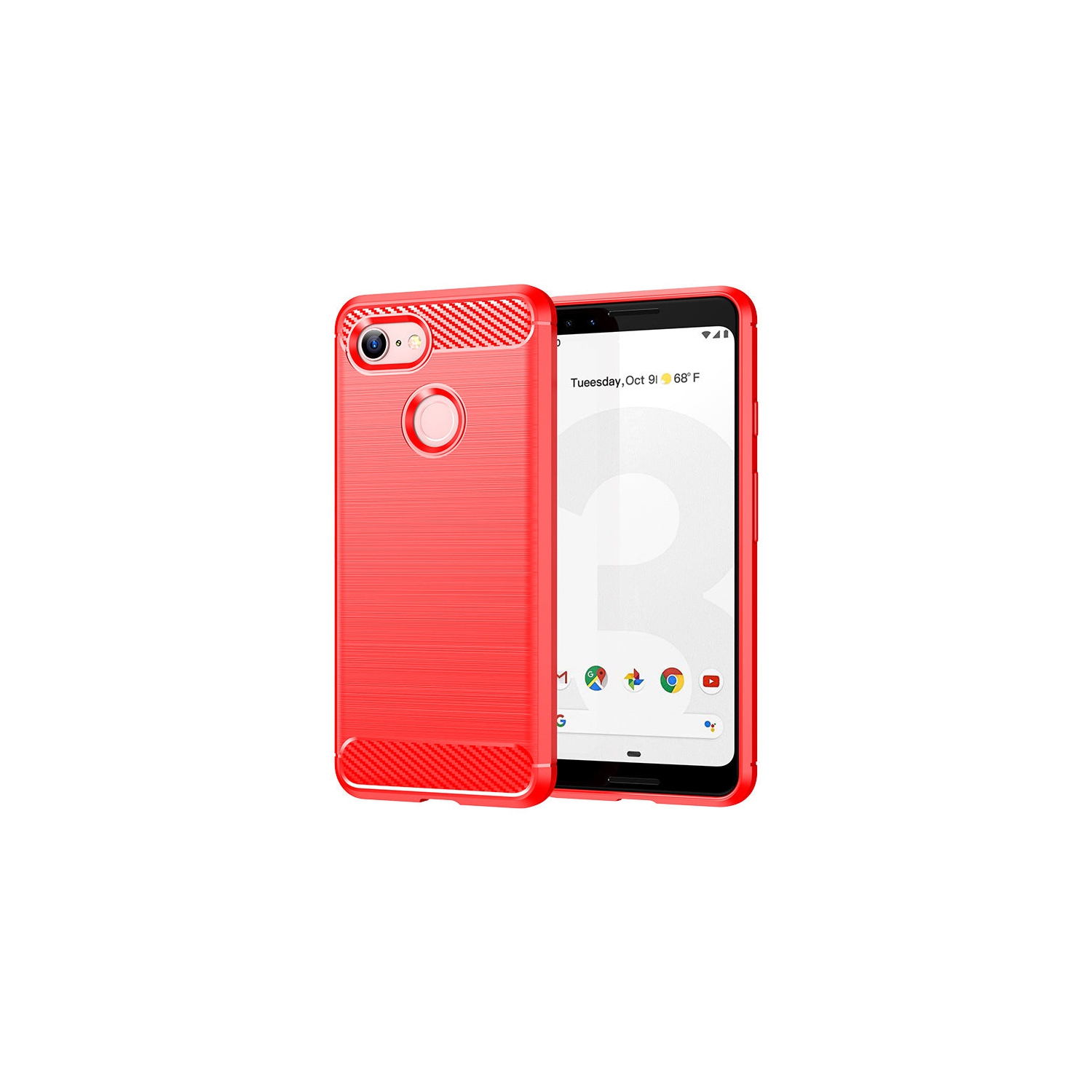 Étui en métal brossé rouge PANDACO pour Pixel 3 de Google